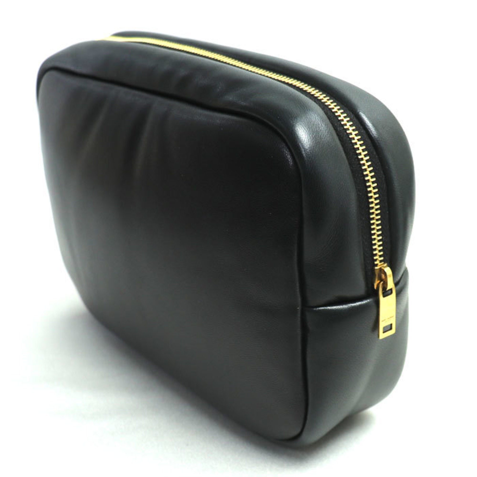 Yves Saint Laurent Black Leather Clutch Bag Pouch (Pre-Owned)
