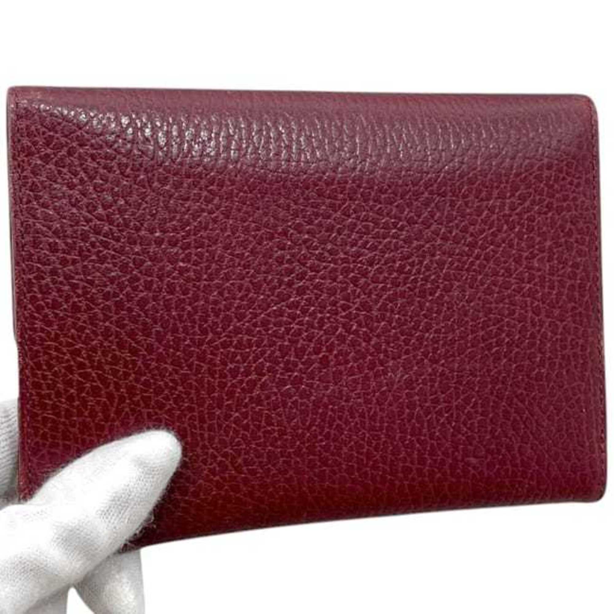 Cartier Bordeaux Leather Wallet (Tri-Fold) (Pre-Owned)