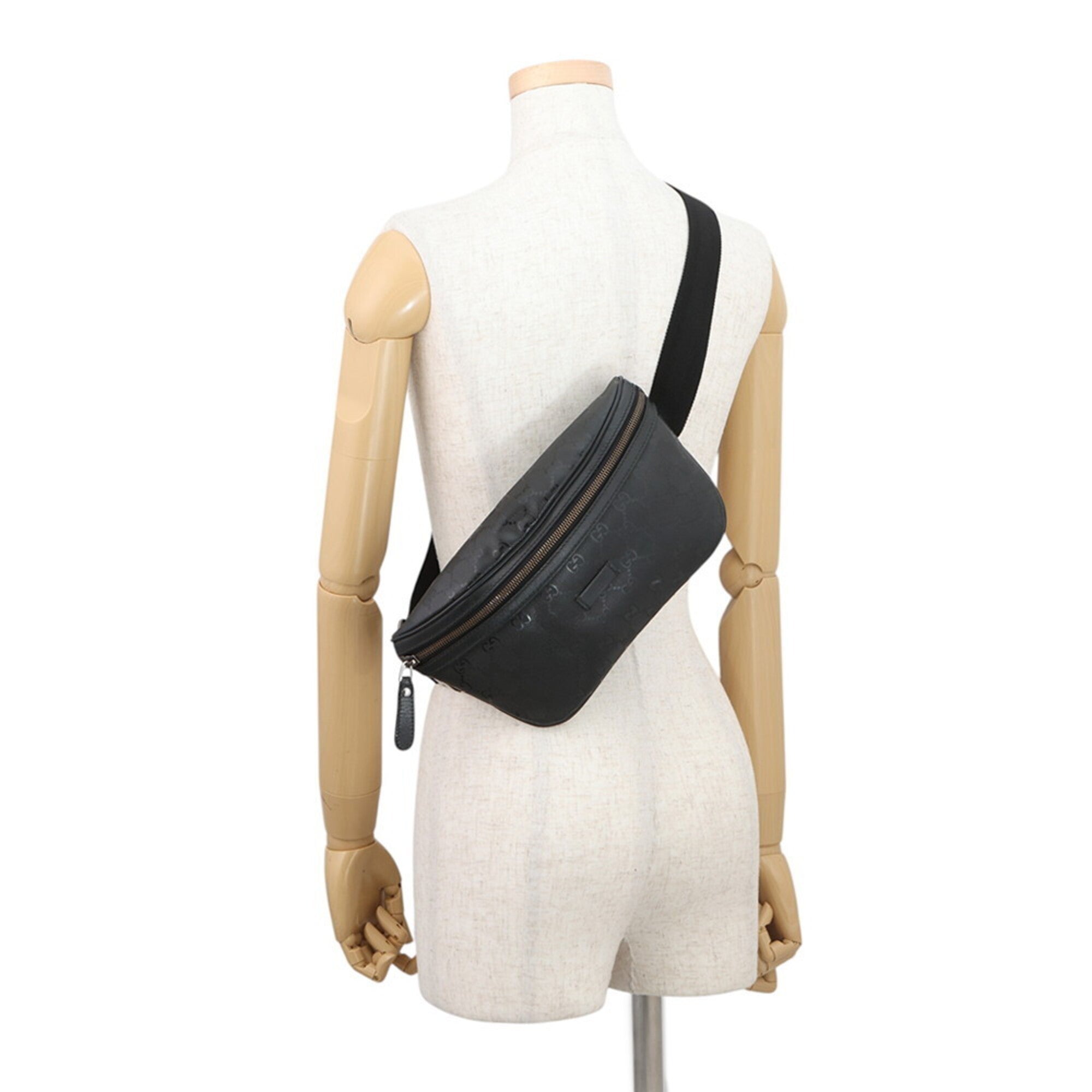 Gucci Gg Imprimé Black Gg Imprimé Leather Handbag Sling Bag (Pre-Owned)