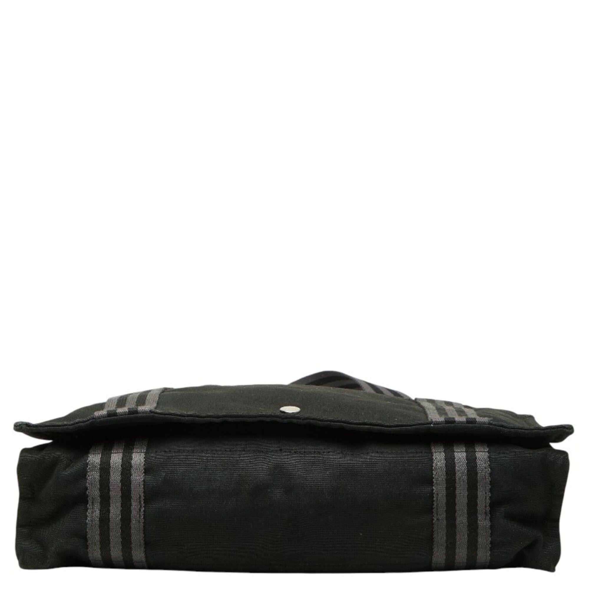 Hermes Black Gray Canvas Shoulder Bag (Pre-Owned)