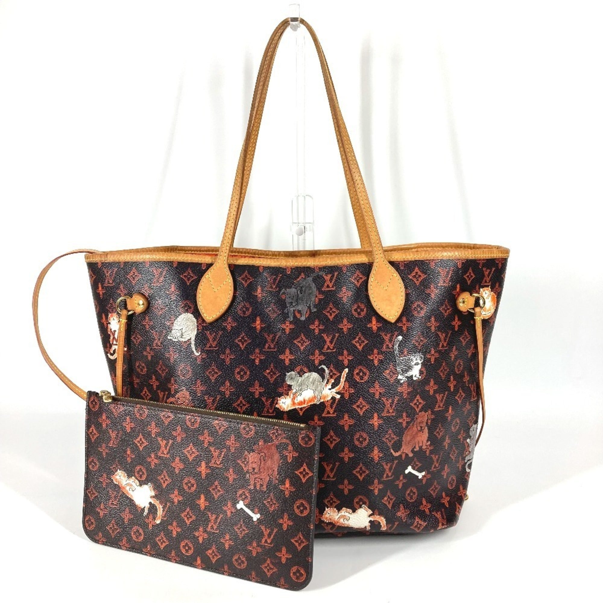Louis Vuitton Brown Orange Monogram Leather Pouch Shoulder Bag Tote Bag (Pre-Owned)
