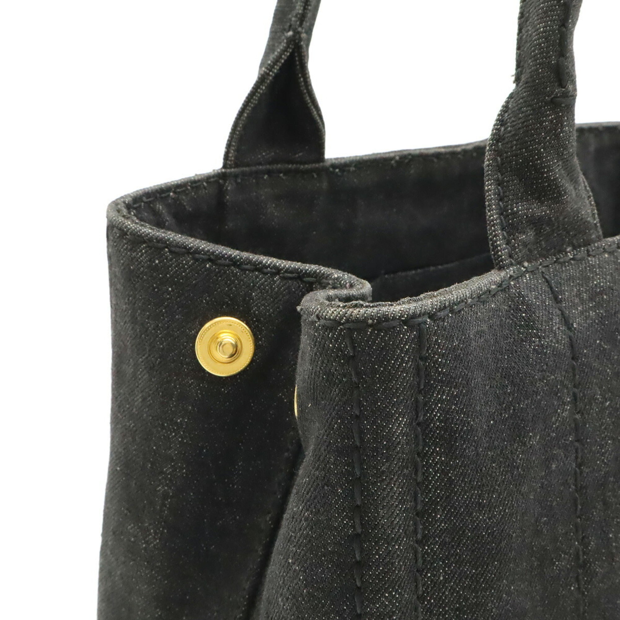 Prada Canapa Black Nero Denim Handbag Tote Bag (Pre-Owned)