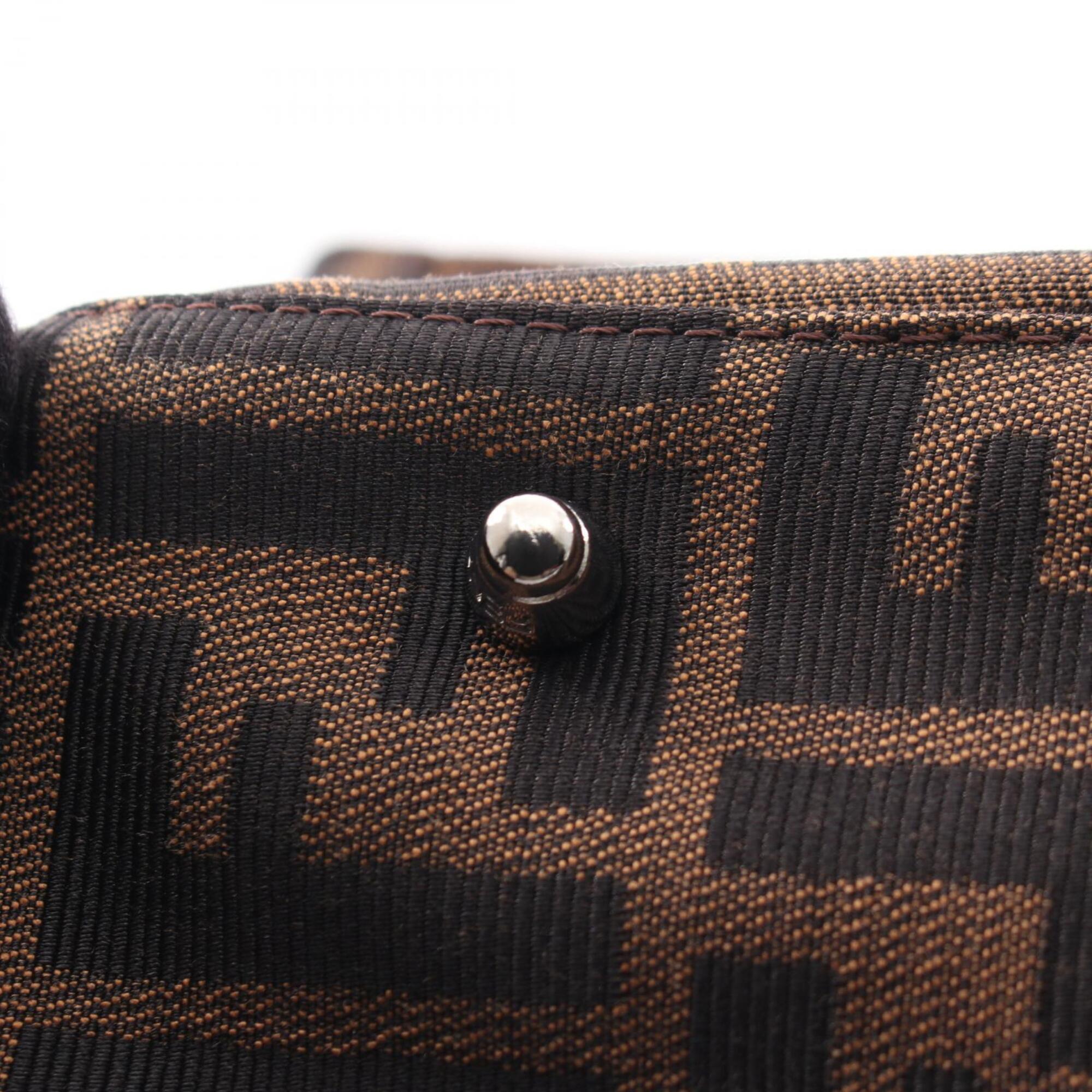 Fendi Zucca Black Brown Canvas Leather Tote Bag (Pre-Owned)