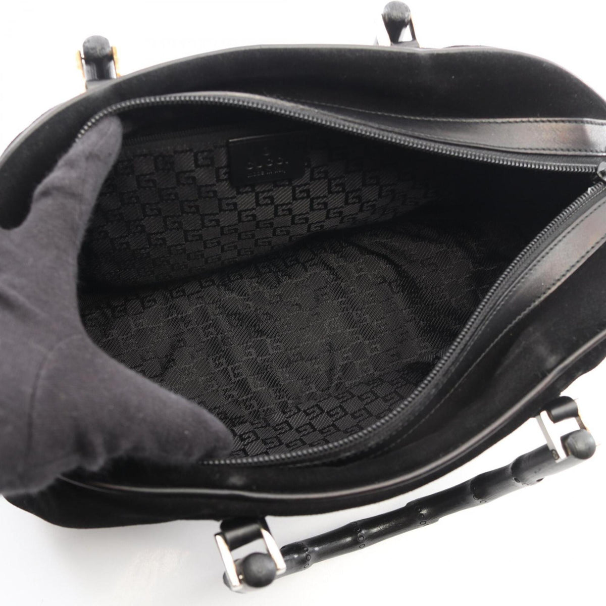 Gucci Black Suede Leather Handbag (Pre-Owned)