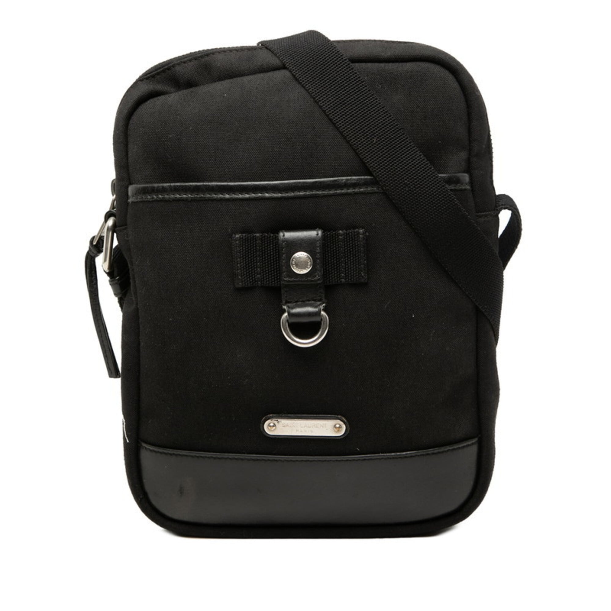 Saint Laurent Black Canvas Leather Shoulder Bag (Pre-Owned)