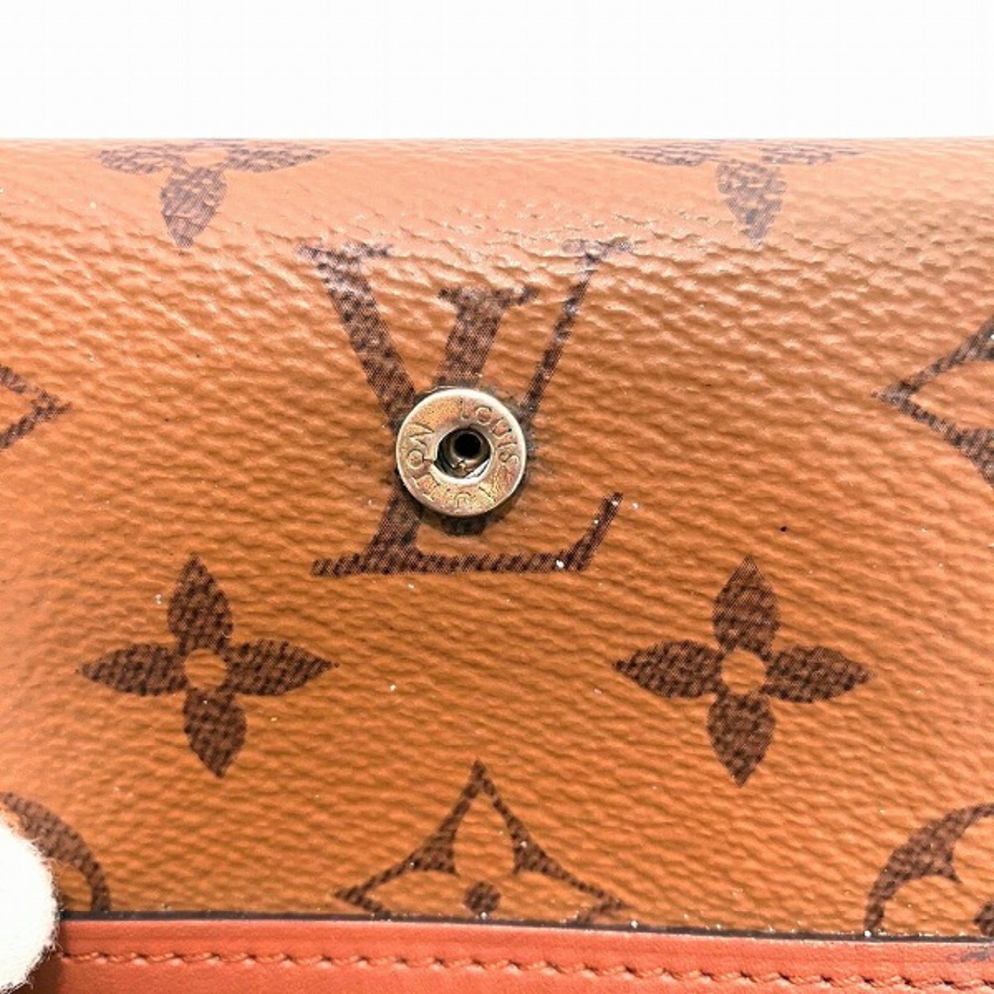 Louis Vuitton Monogram Reverse Brown Leather Wallet (Tri-Fold) (Pre-Owned)
