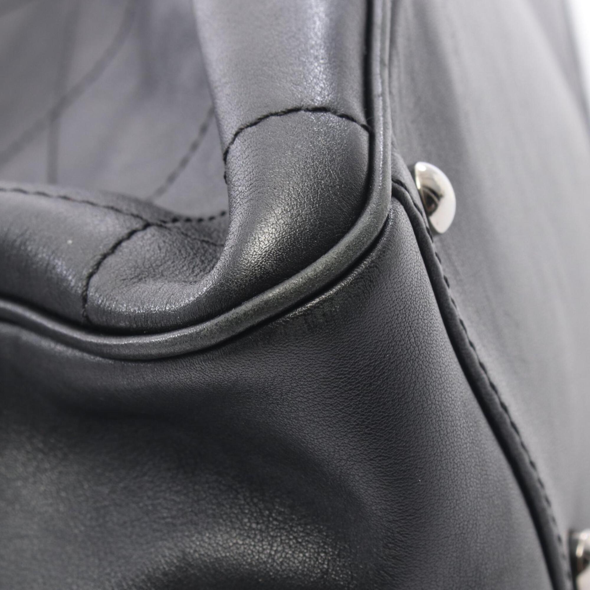 Chanel Black Leather Handbag Tote Bag (Pre-Owned)