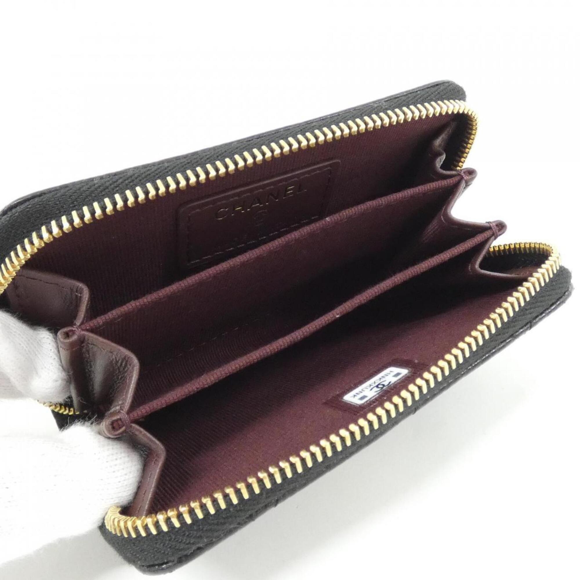 Chanel Black Grained Calfskin Coin Purse/Coin Case (Pre-Owned)