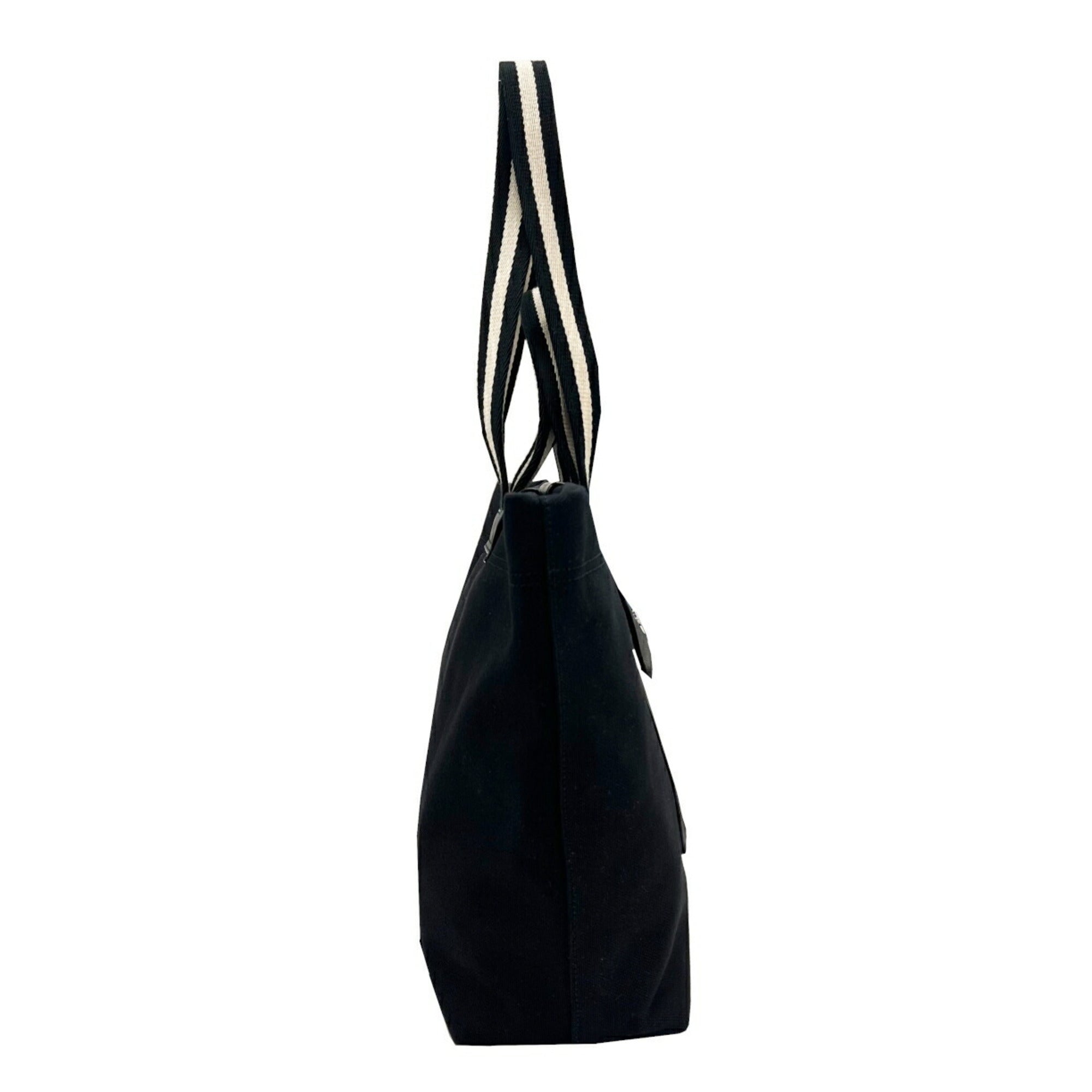 Bally Black Canvas Leather Shoulder Bag Tote Bag (Pre-Owned)