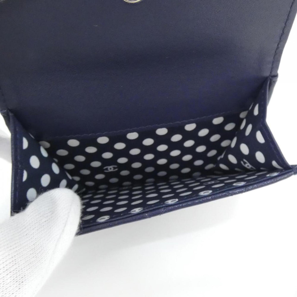 Chanel Navy Leather Wallet (Tri-Fold) (Pre-Owned)