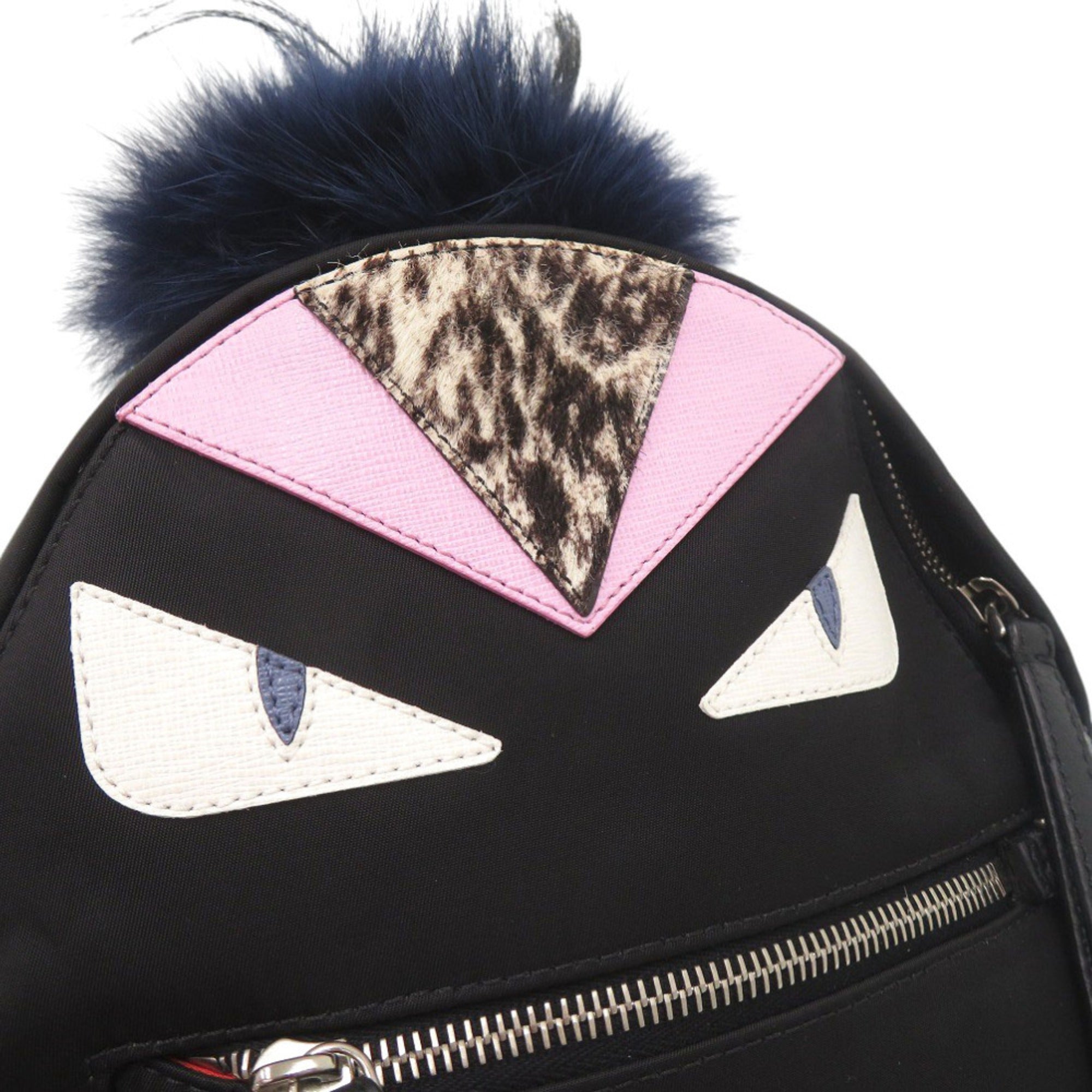 Fendi Black Nylon Fur Backpack (Pre-Owned)