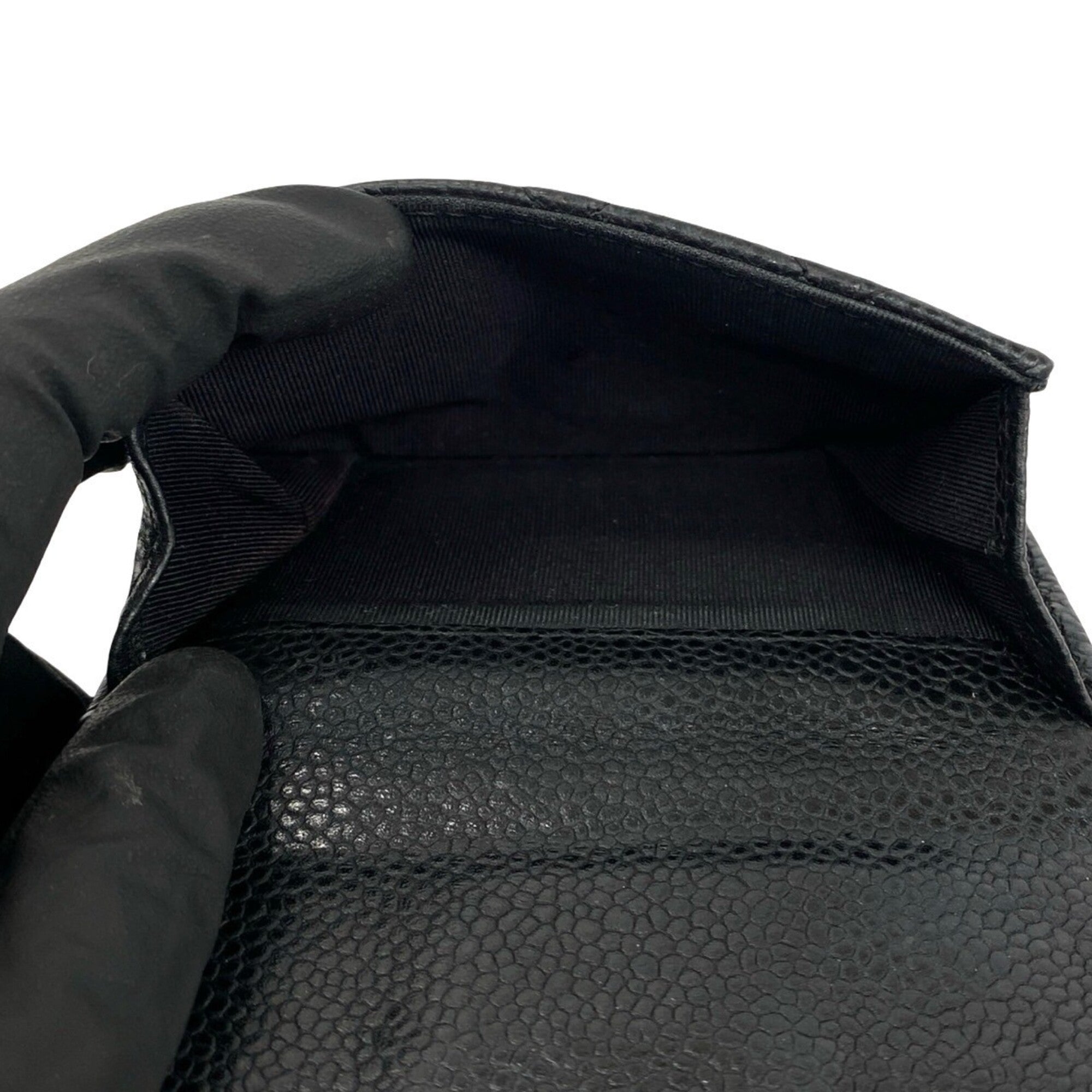 Chanel Black Grained Calfskin Wallet (Tri-Fold) (Pre-Owned)