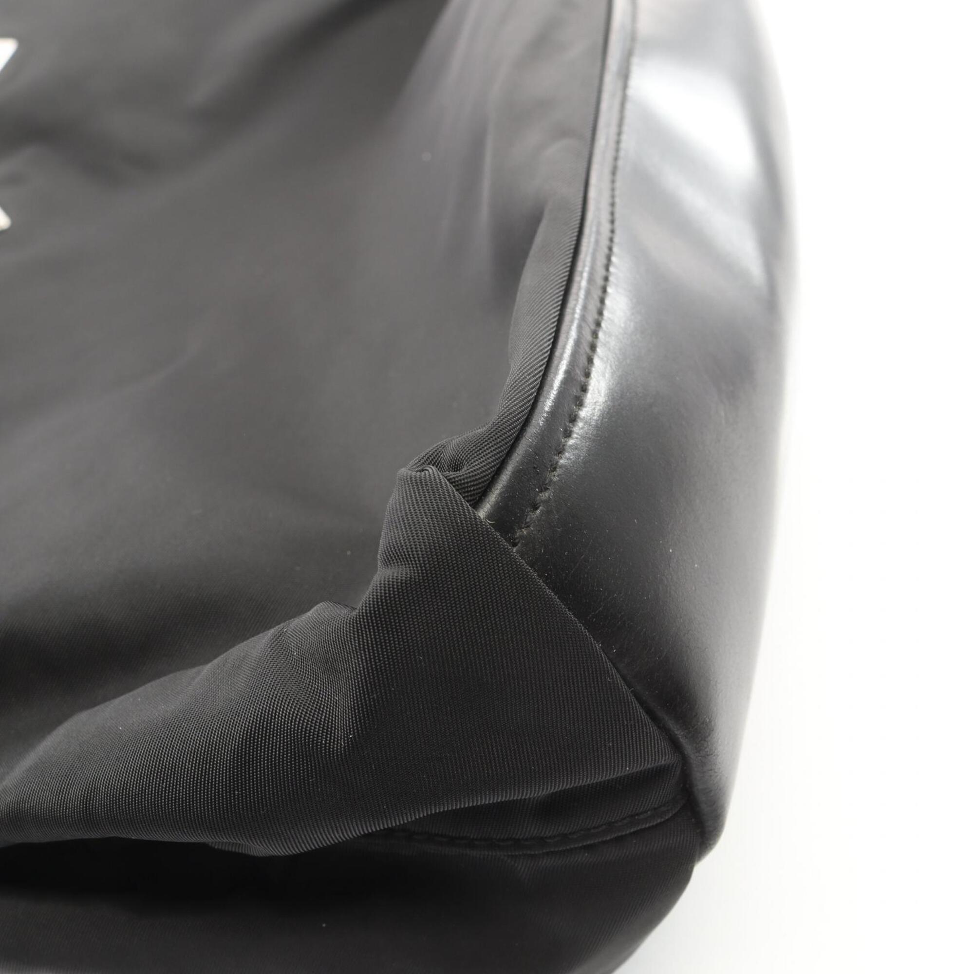 Prada Black Nylon Leather Handbag Tote Bag (Pre-Owned)