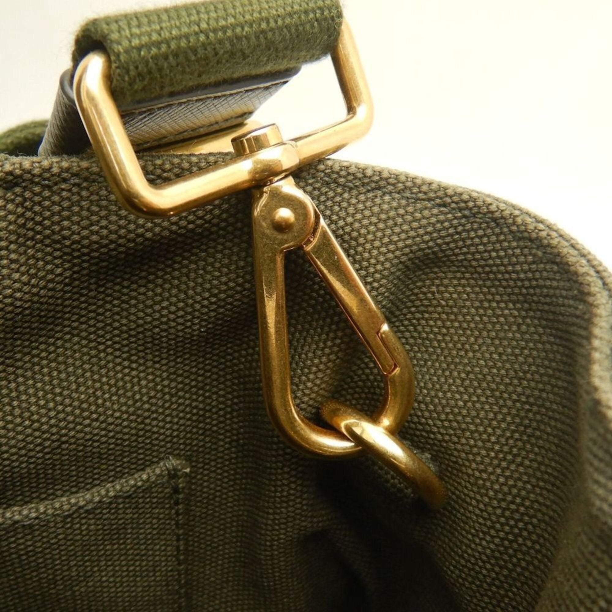 Prada Green Khaki Canvas Tote Bag (Pre-Owned)