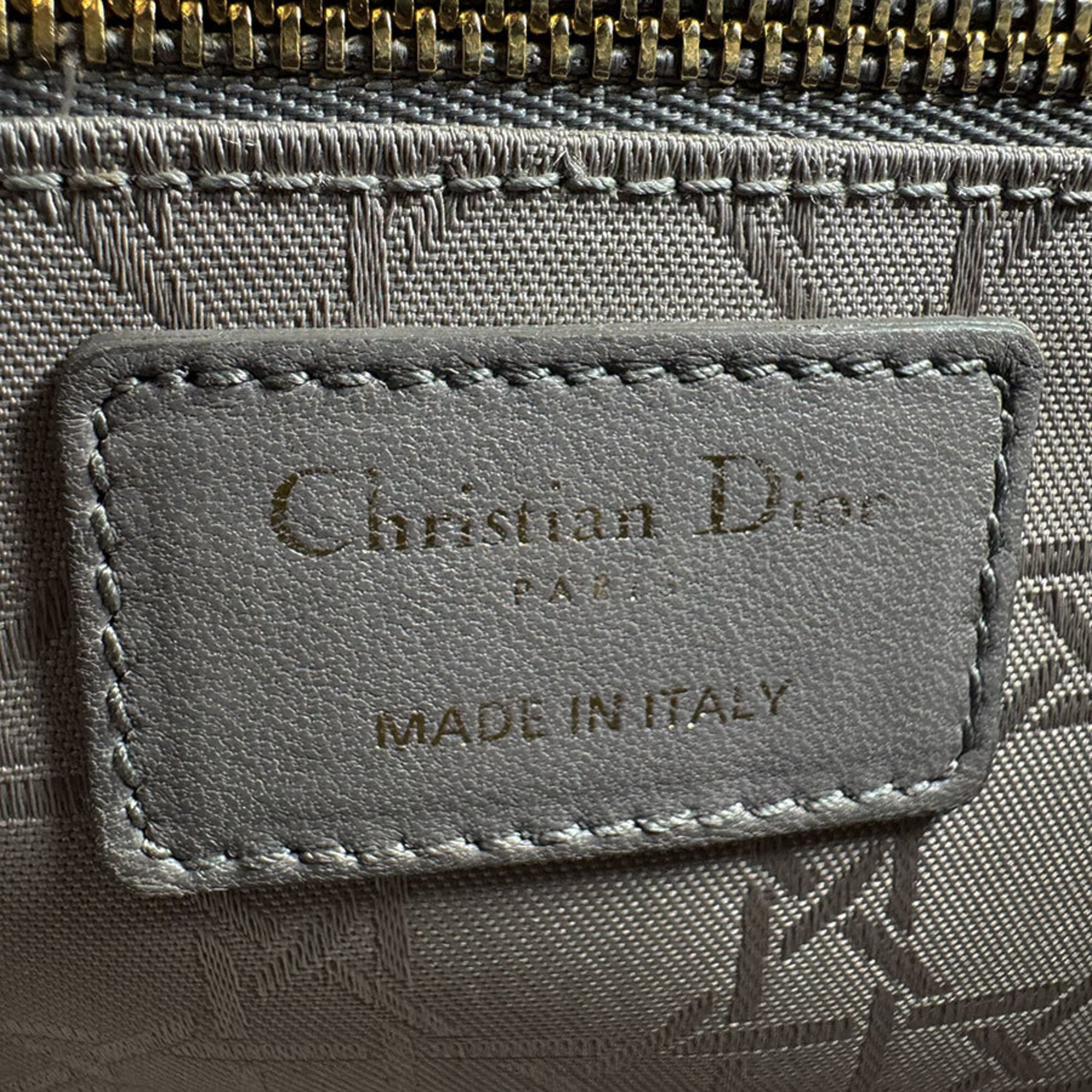 Christian Dior Gray Leather Handbag Shoulder Bag (Pre-Owned)