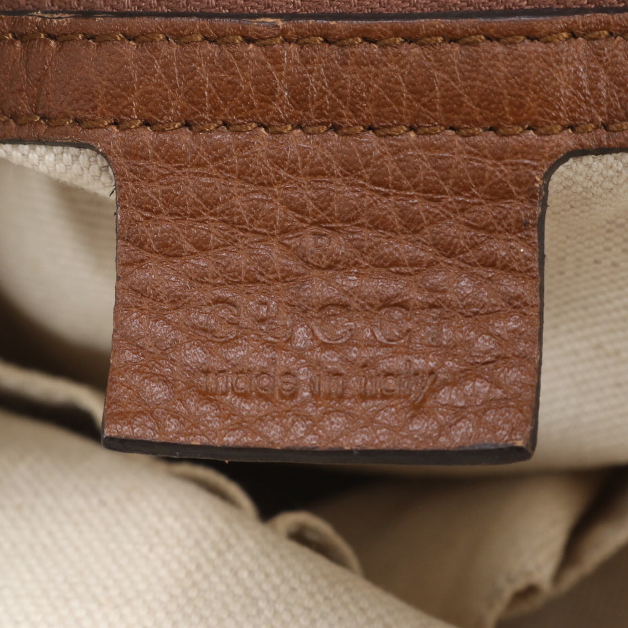 Gucci Brown Leather Canvas Handbag Shoulder Bag (Pre-Owned)