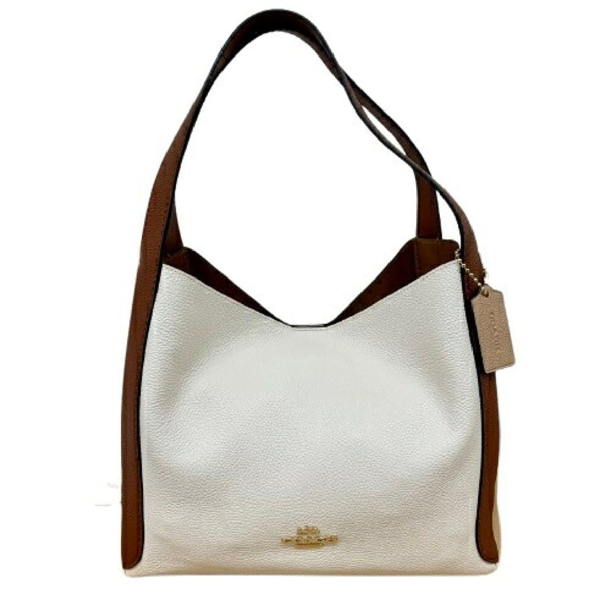 Coach Beige Brown White Leather Tote Bag (Pre-Owned)