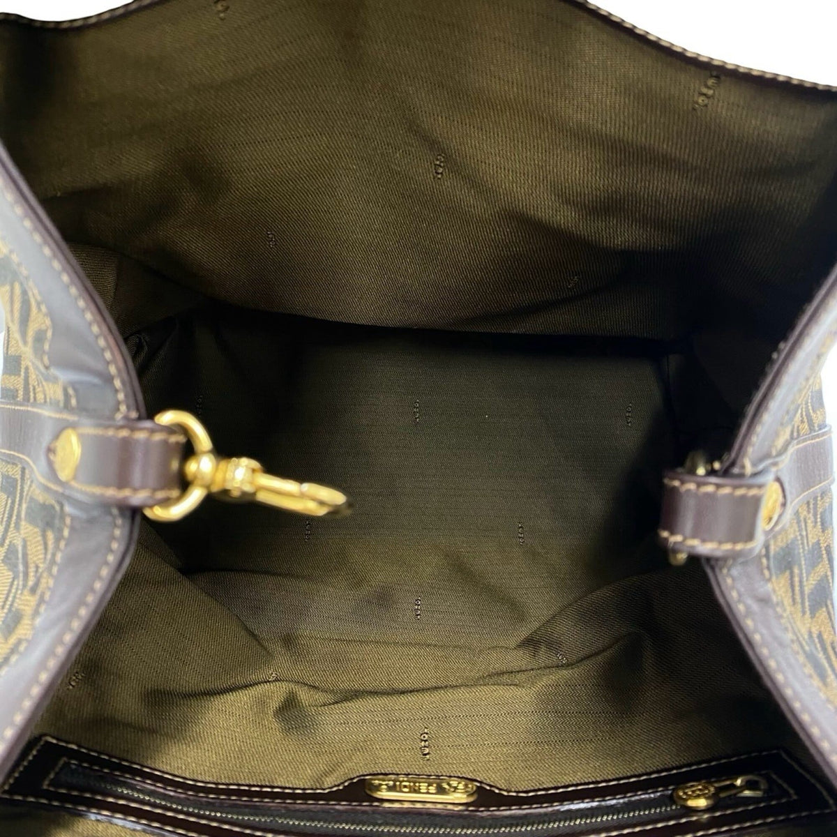 Fendi Brown Canvas Leather Handbag Tote Bag (Pre-Owned)