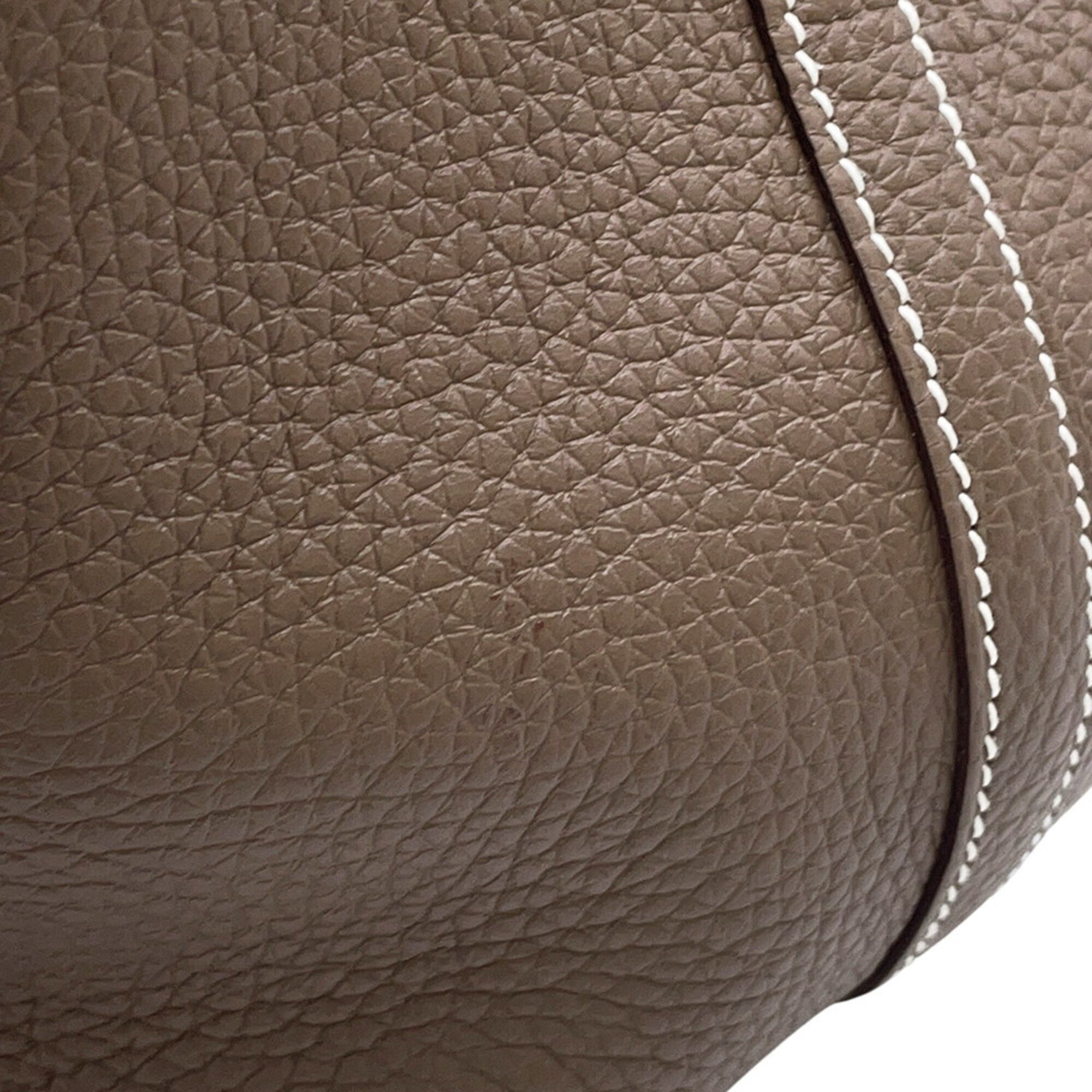 Hermes Etoupe Gray Taurillon Clemence Leather Handbag Tote Bag (Pre-Owned)