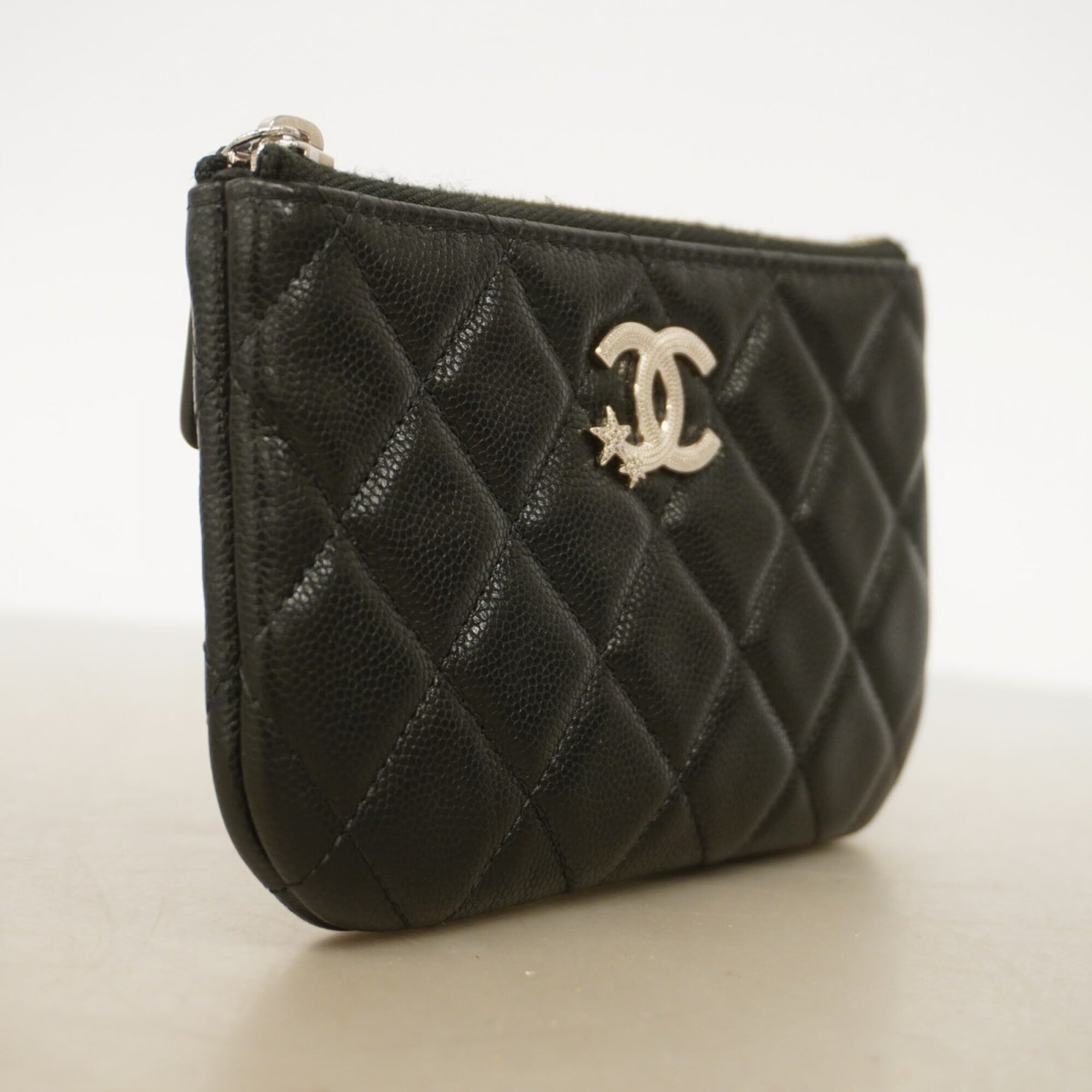 Chanel Black Grained Calfskin Coin Purse/Coin Case (Pre-Owned)