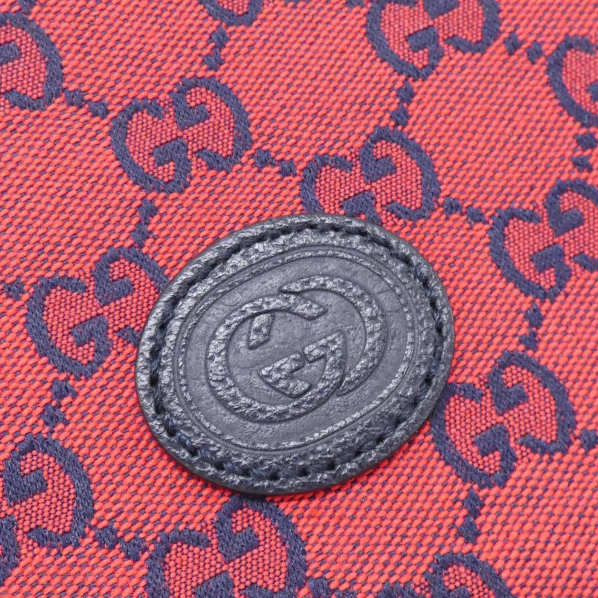 Gucci Blue Red Color Gg Canvas Leather Shoulder Bag (Pre-Owned)