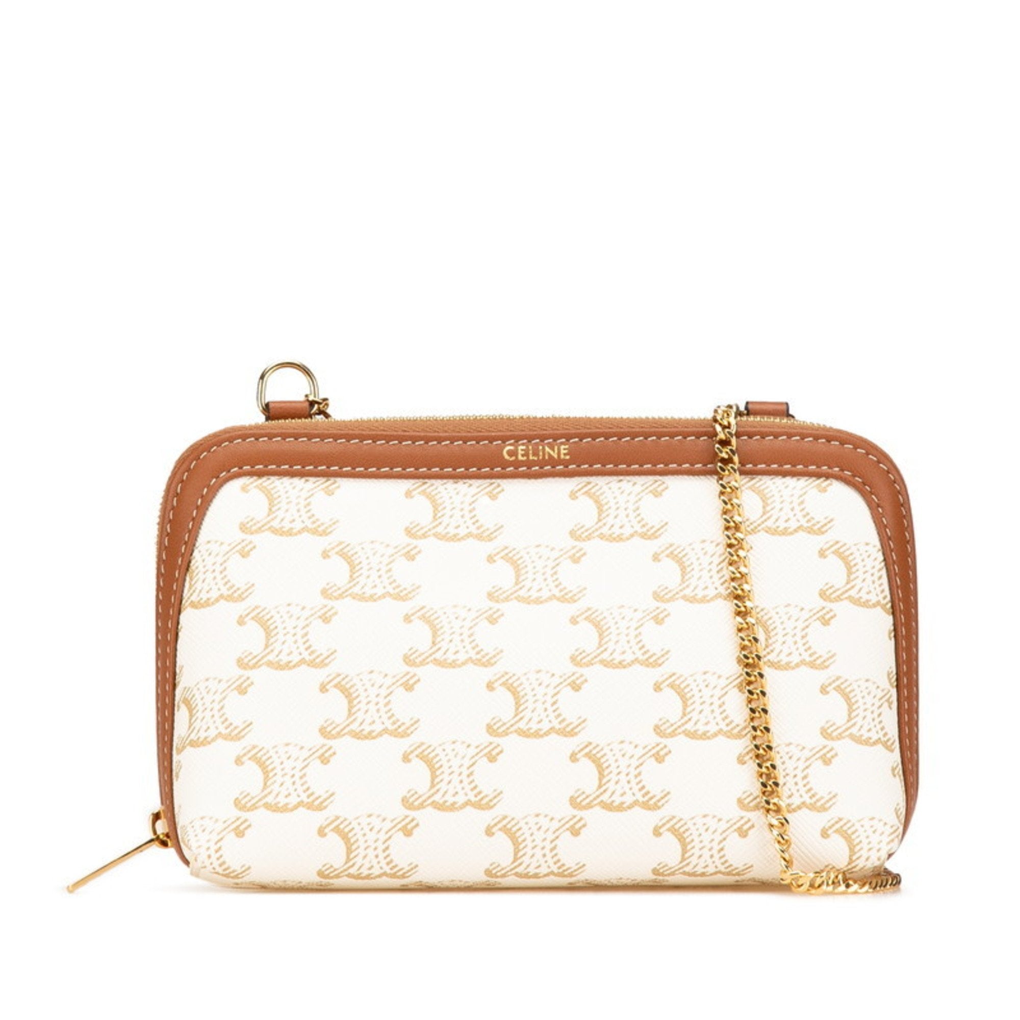 Celine Brown White Pvc Leather Shoulder Bag (Pre-Owned)