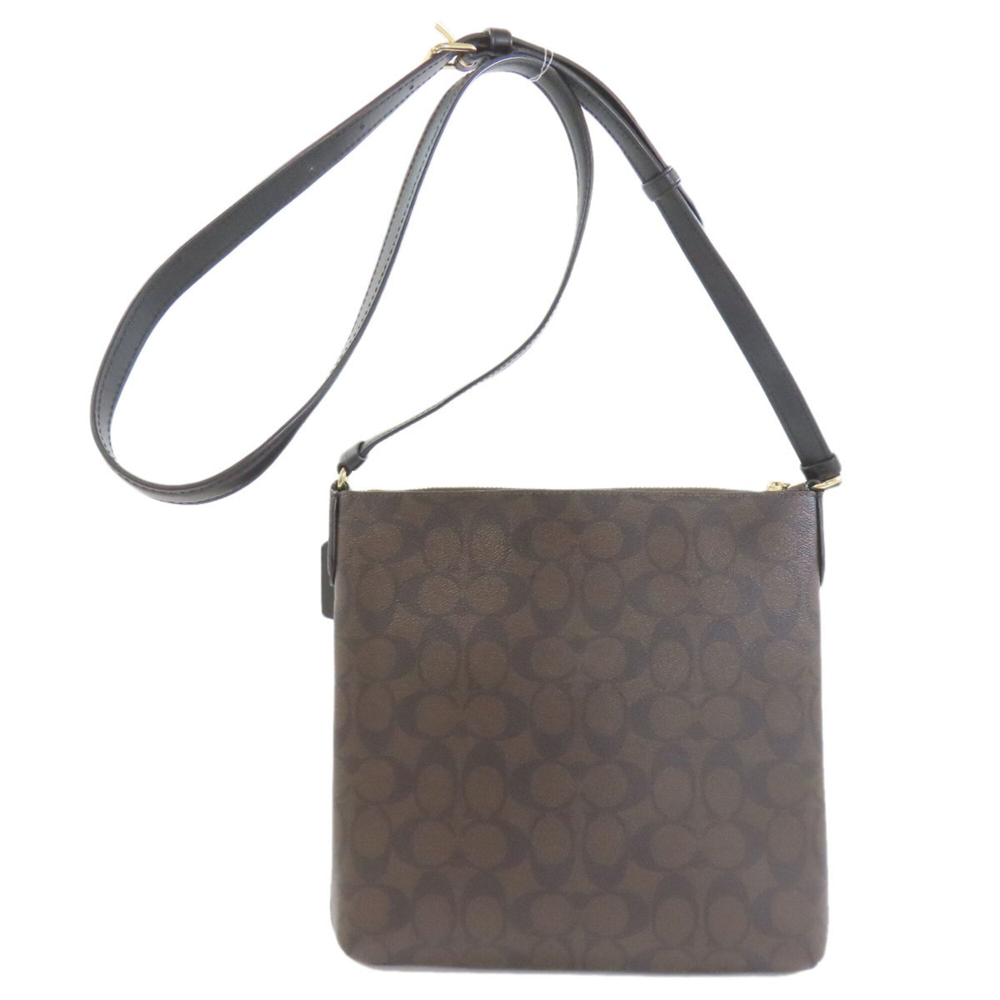 Coach Signature Brown Signature Line Shoulder Bag (Pre-Owned)