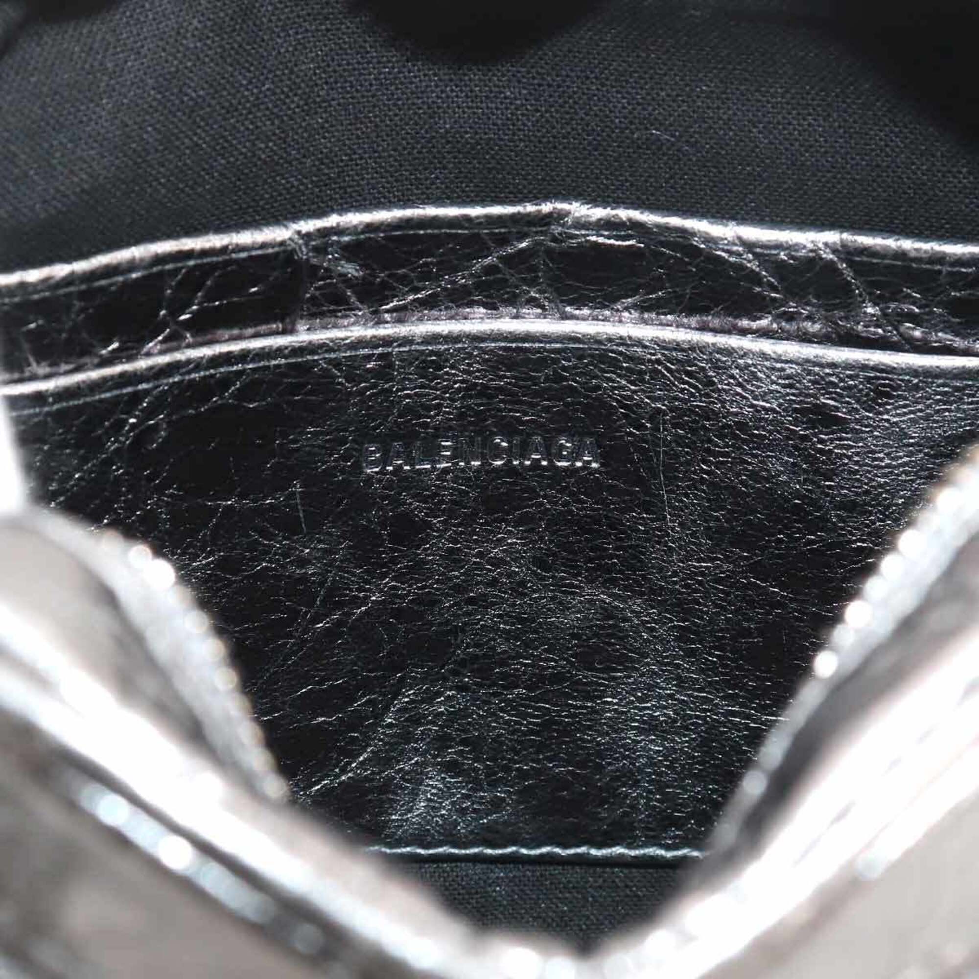 Balenciaga Metallic Silver Leather Handbag Shoulder Bag (Pre-Owned)