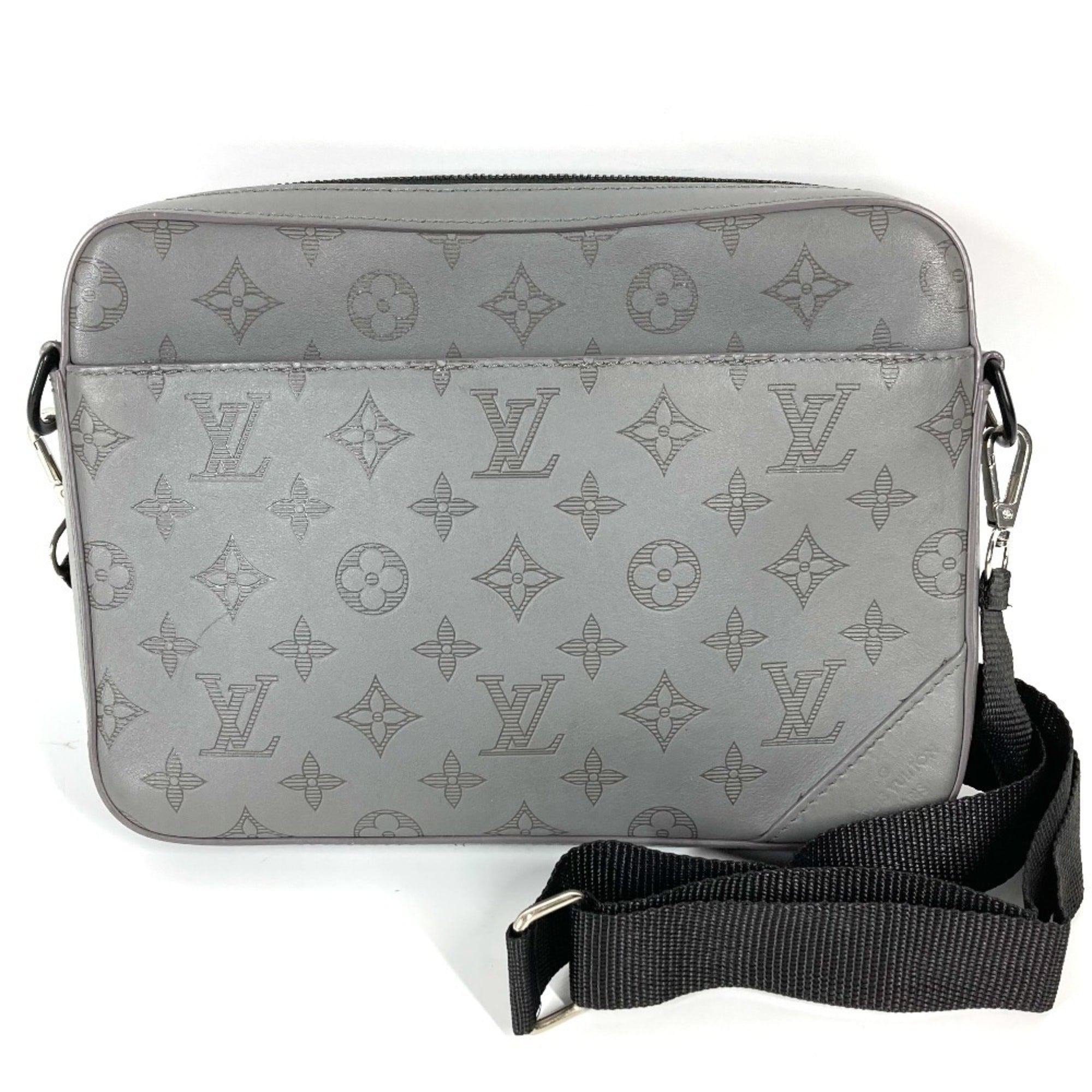 Louis Vuitton Gray Monogram Shadow Clutch Bag Shoulder Bag (Pre-Owned)