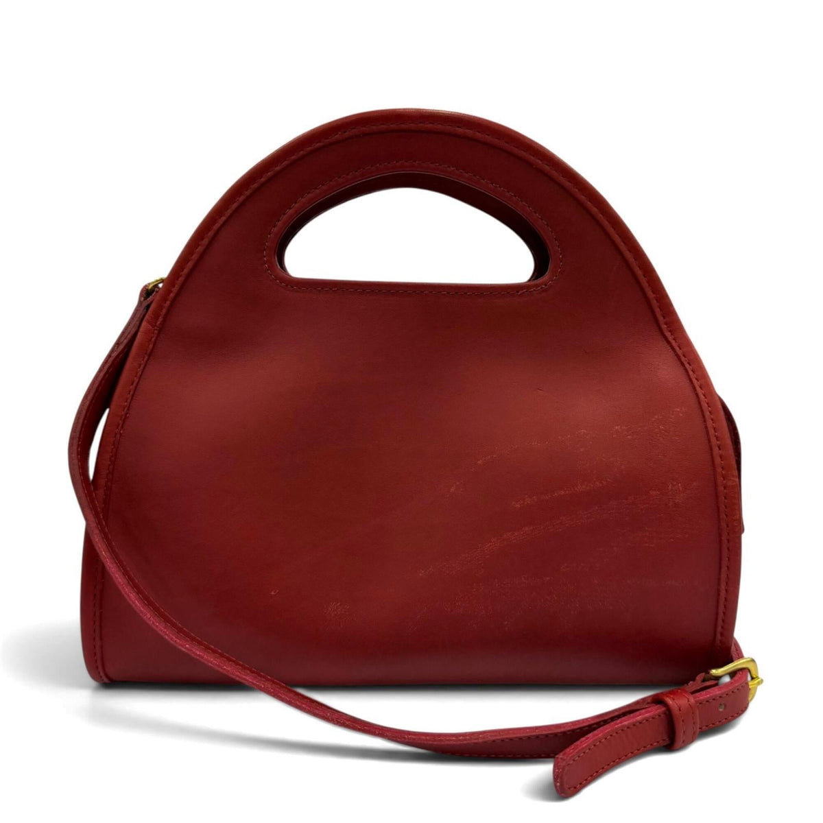 Coach Red Color Leather Handbag Shoulder Bag (Pre-Owned)