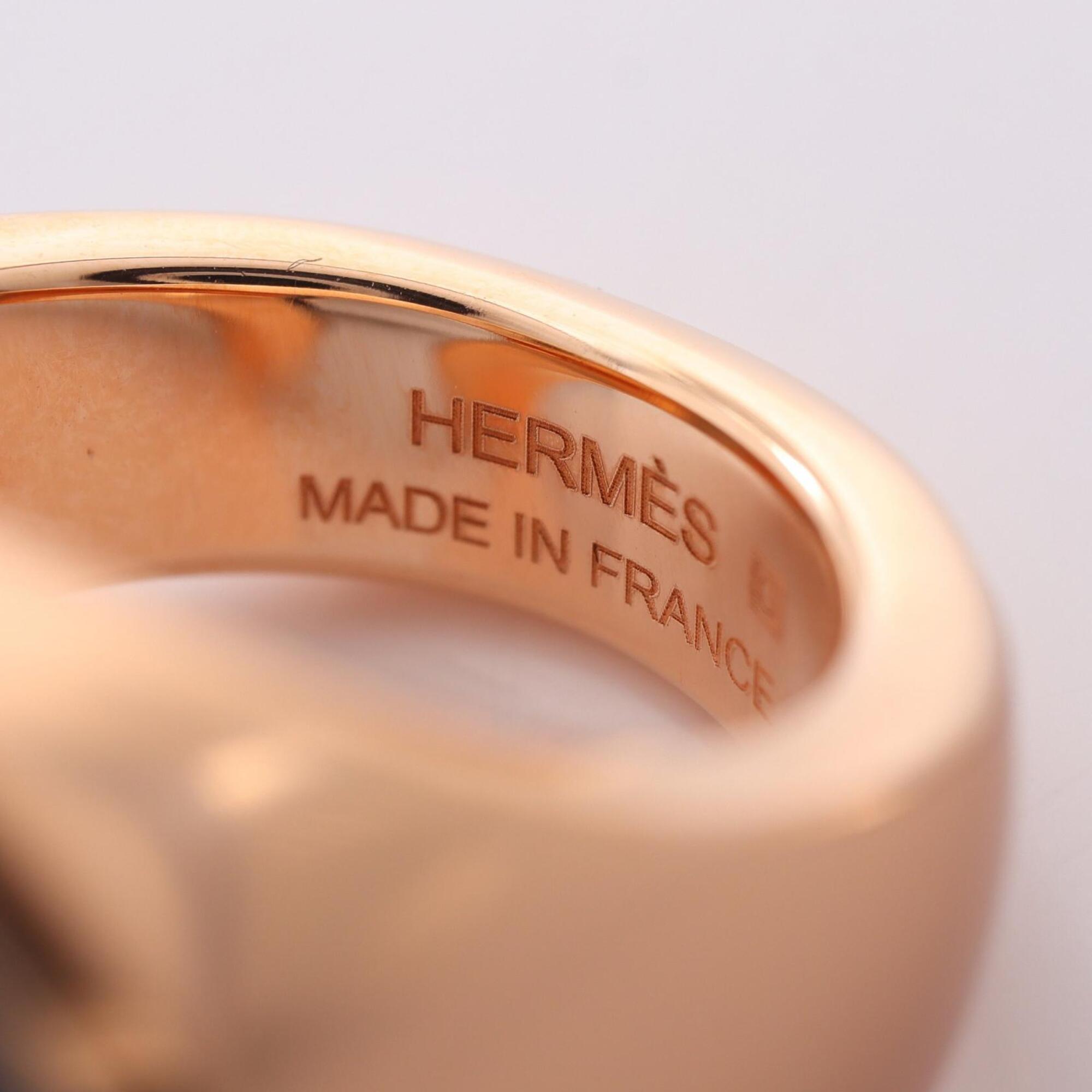 Hermes Gold Black Gold Plating Leather Band Ring (Pre-Owned)