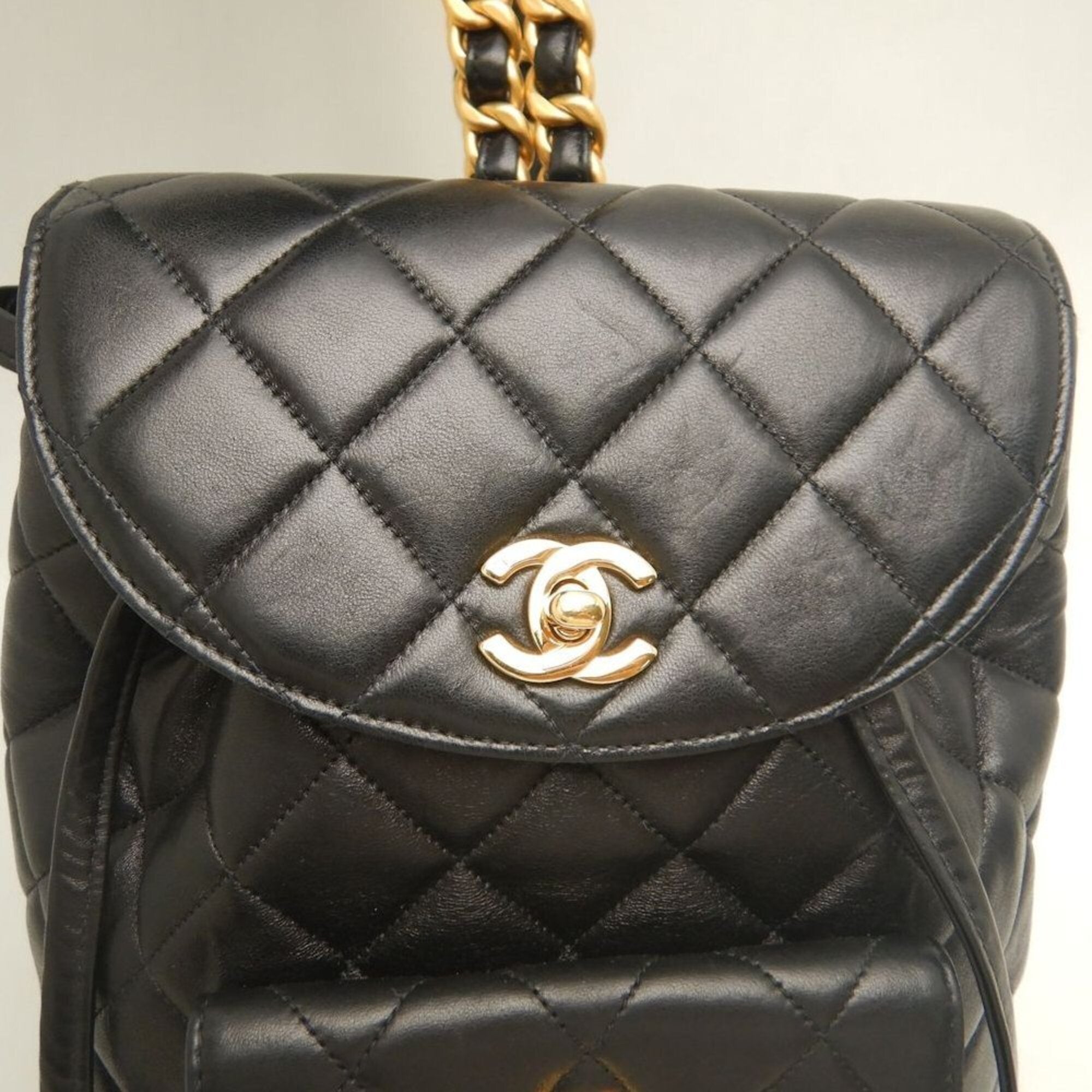 Chanel Matelasse Black Leather Backpack (Pre-Owned)