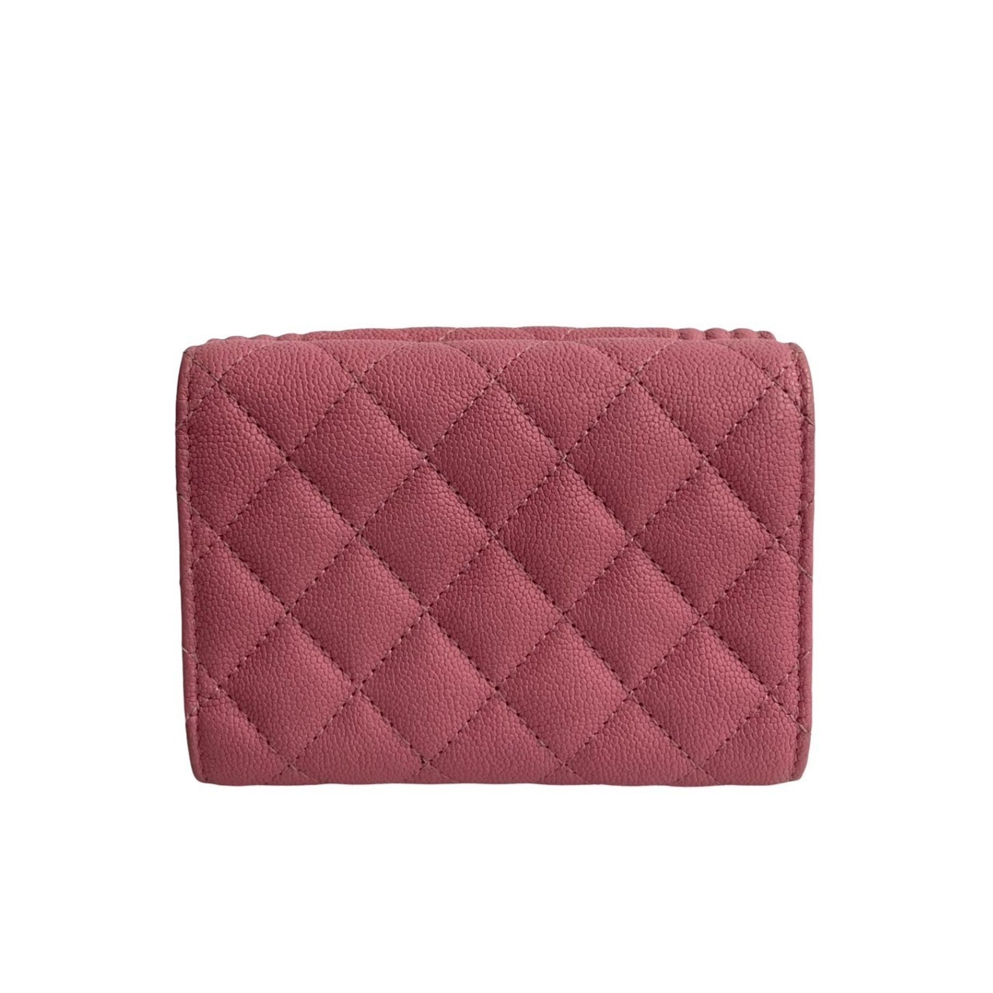 Chanel Pink Grained Calfskin Wallet (Tri-Fold) (Pre-Owned)