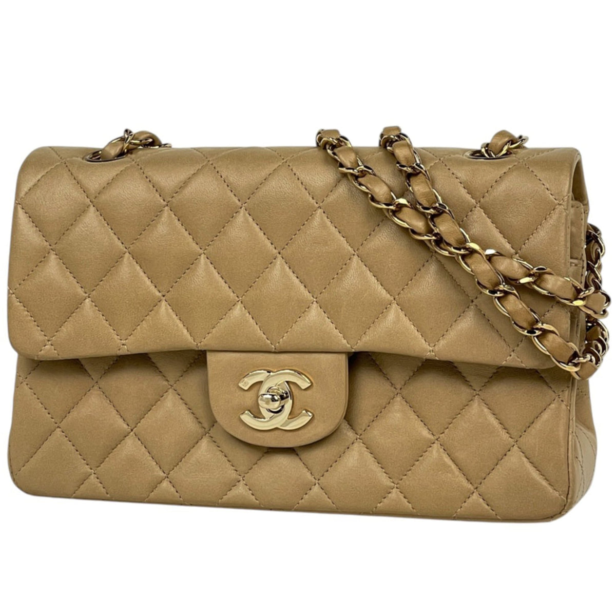 Chanel Matelasse Beige Leather Shoulder Bag (Pre-Owned)