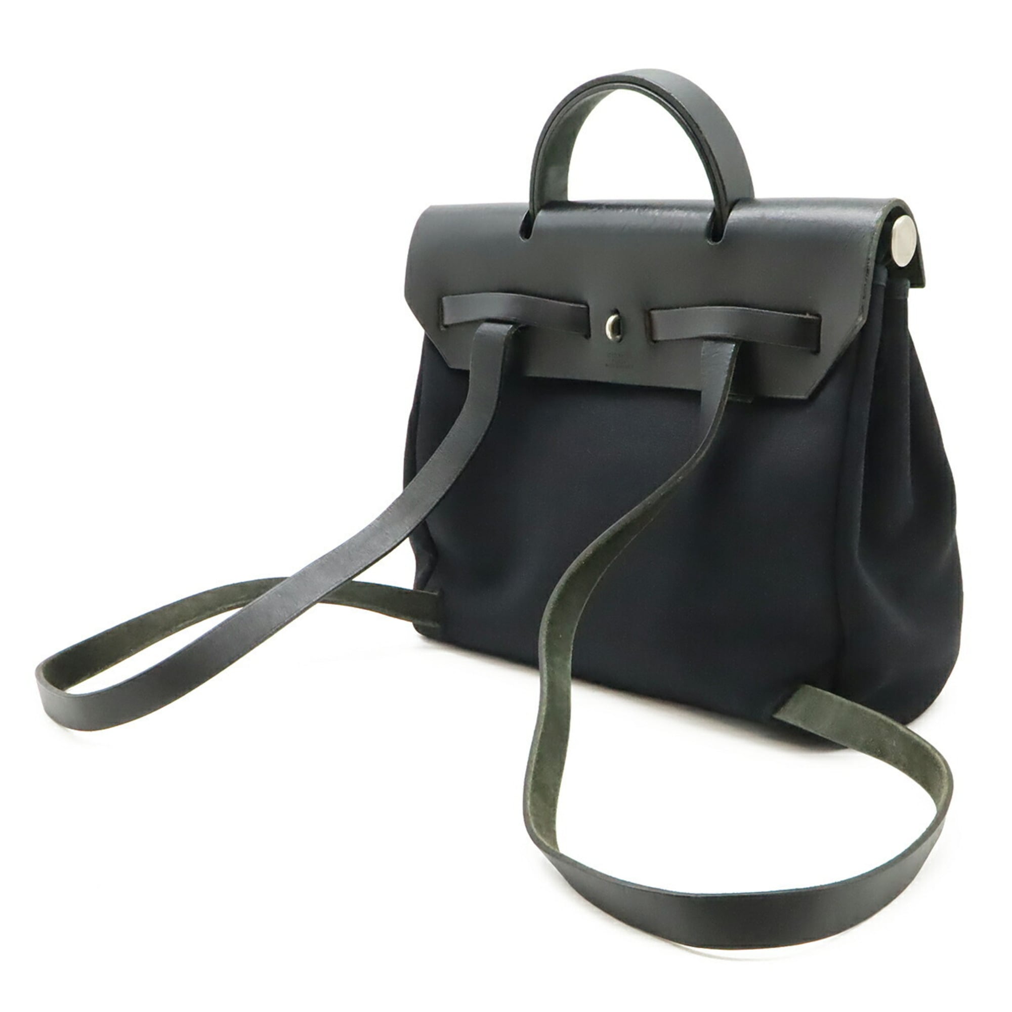 Hermes Black Toile Officier Backpack Handbag (Pre-Owned)