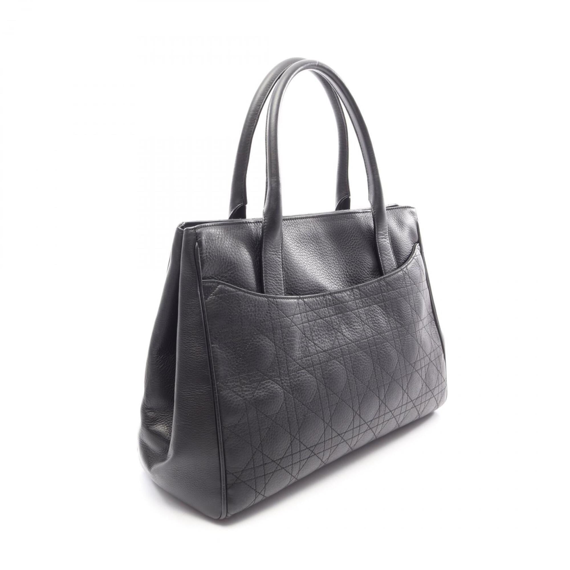 Christian Dior Black Leather Handbag Tote Bag (Pre-Owned)