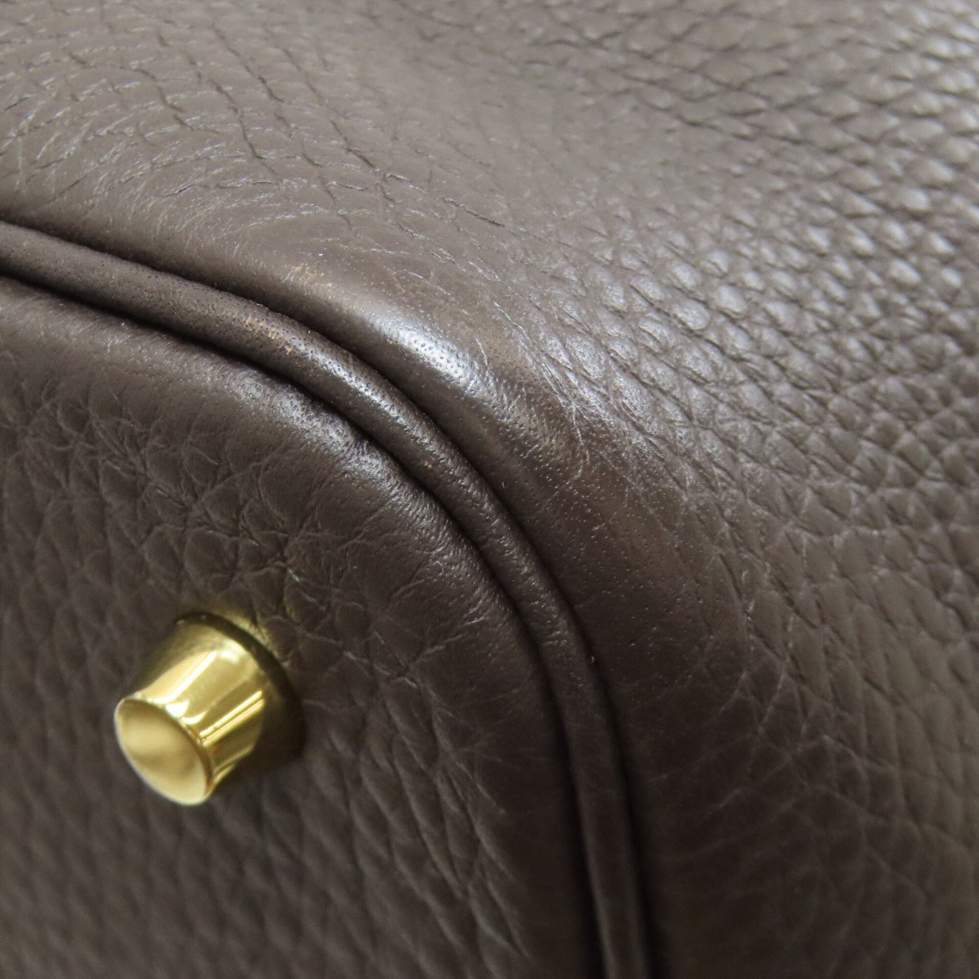Hermes Dark Brown Taurillon Clemence Leather Handbag (Pre-Owned)