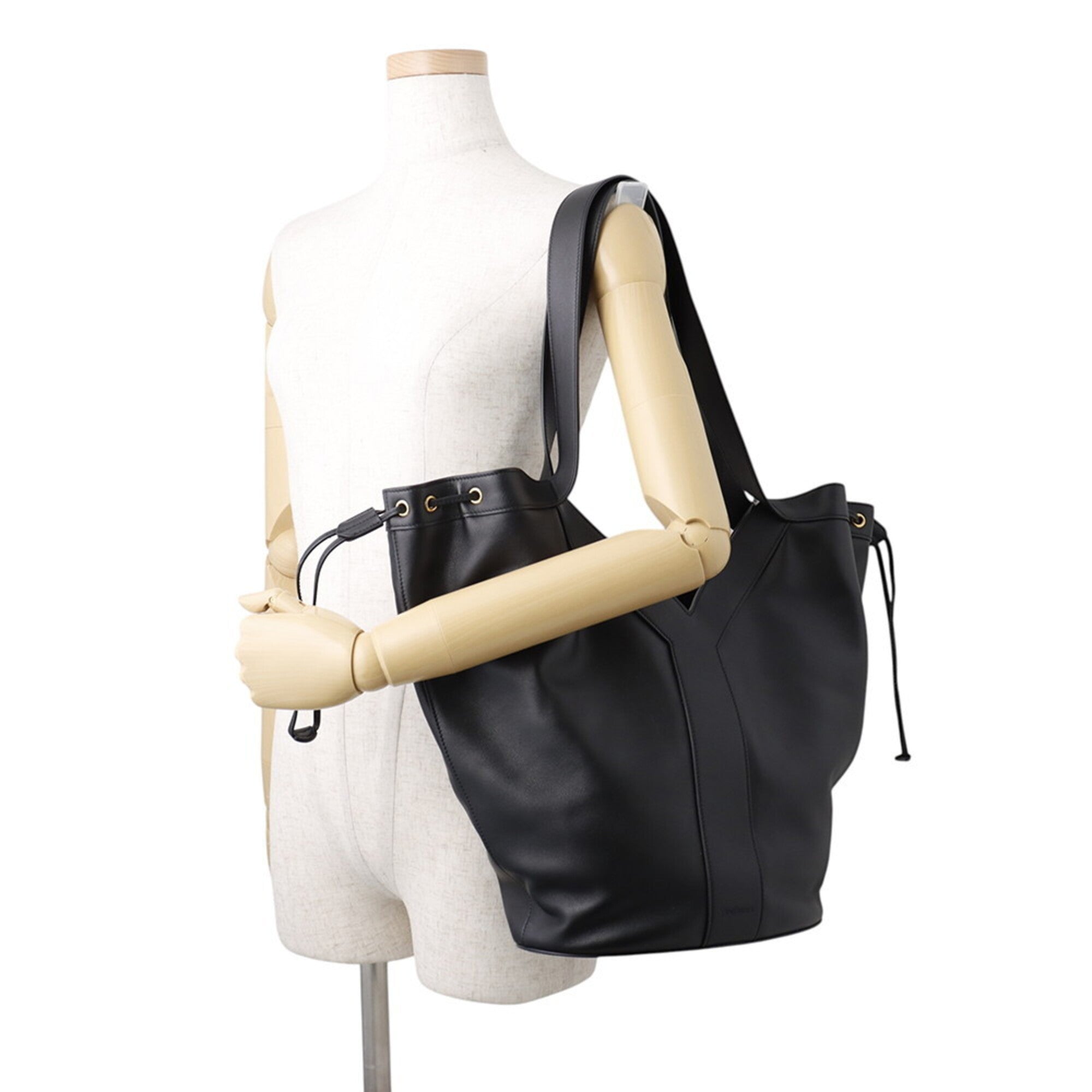 Yves Saint Laurent Black Leather Handbag Tote Bag (Pre-Owned)