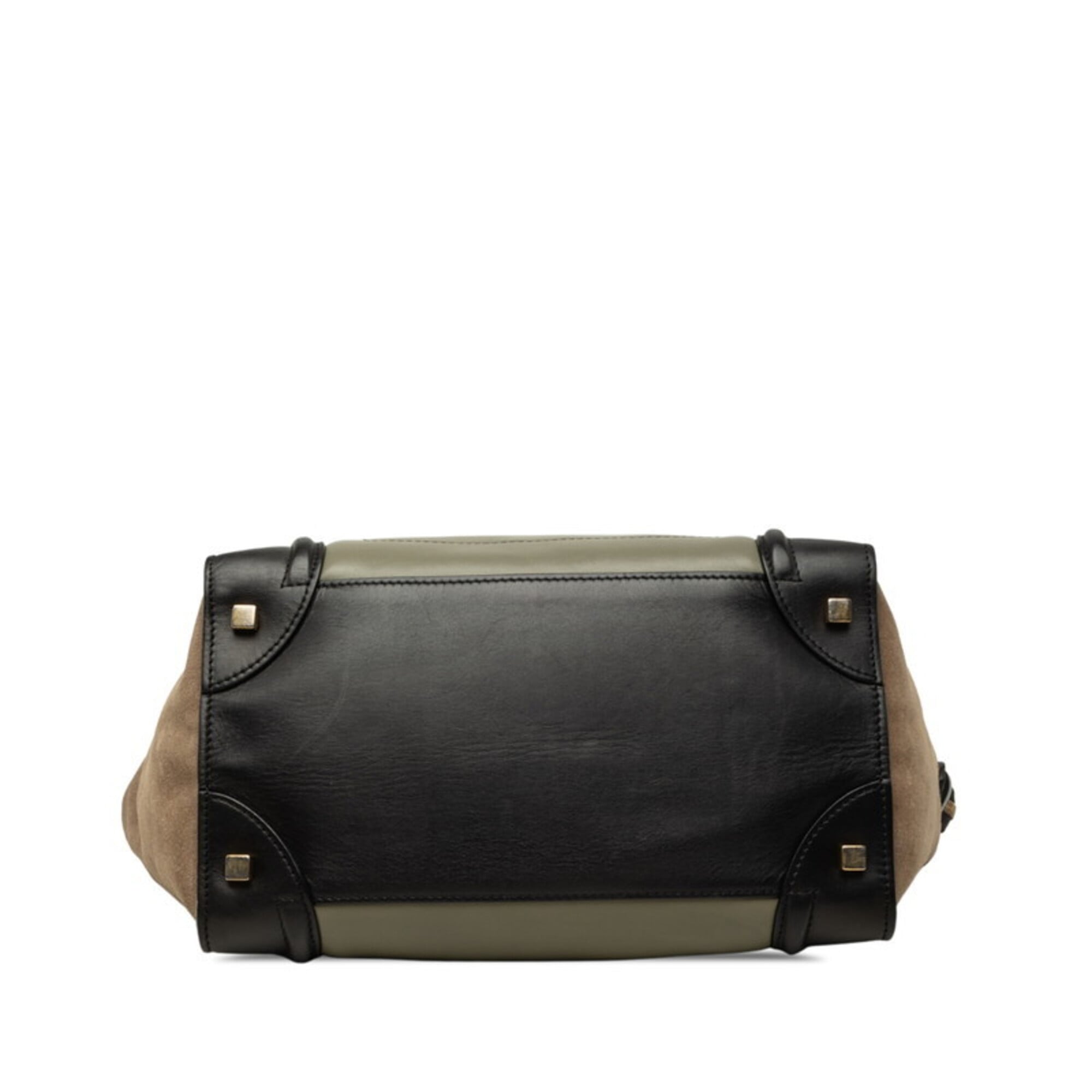 Celine Luggage Beige Black Green Khaki Leather Handbag Tote Bag (Pre-Owned)