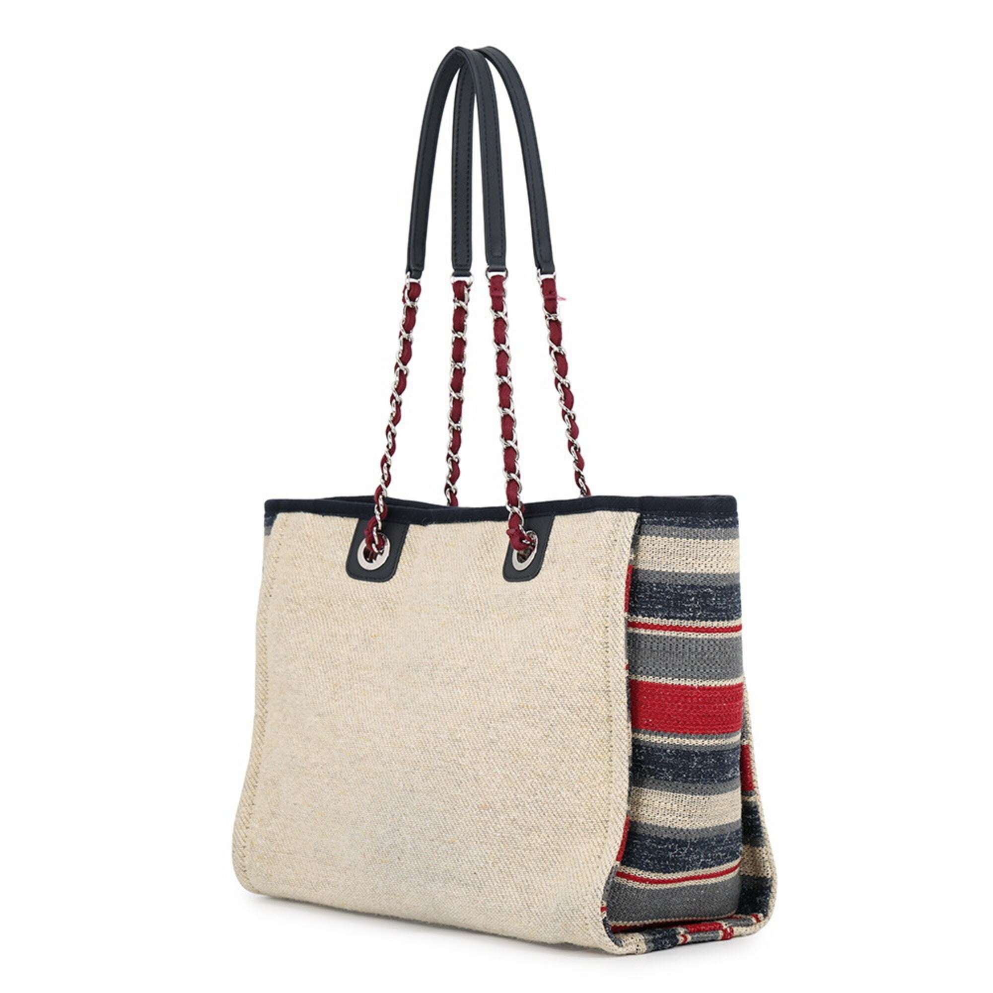 Chanel Beige Multi-Color Canvas Shopping Bag Tote Bag (Pre-Owned)