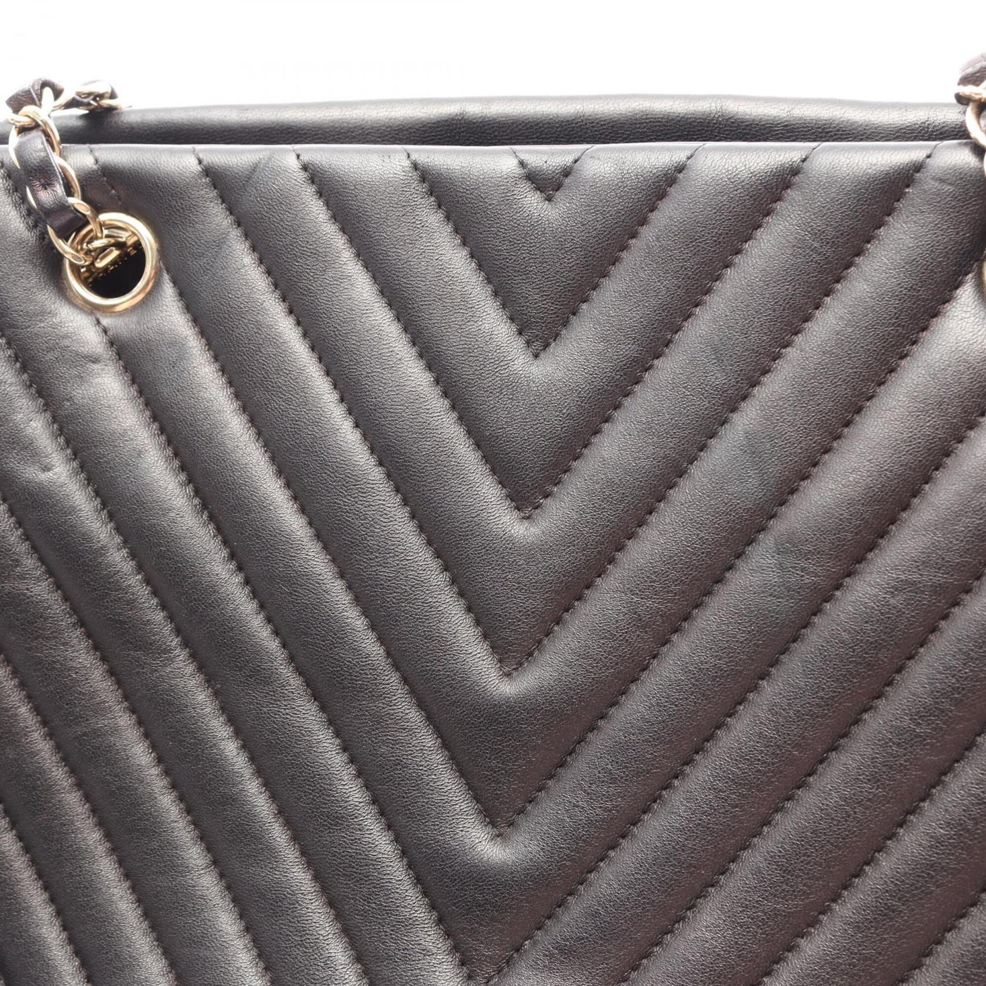 Chanel Black Leather Handbag Tote Bag (Pre-Owned)