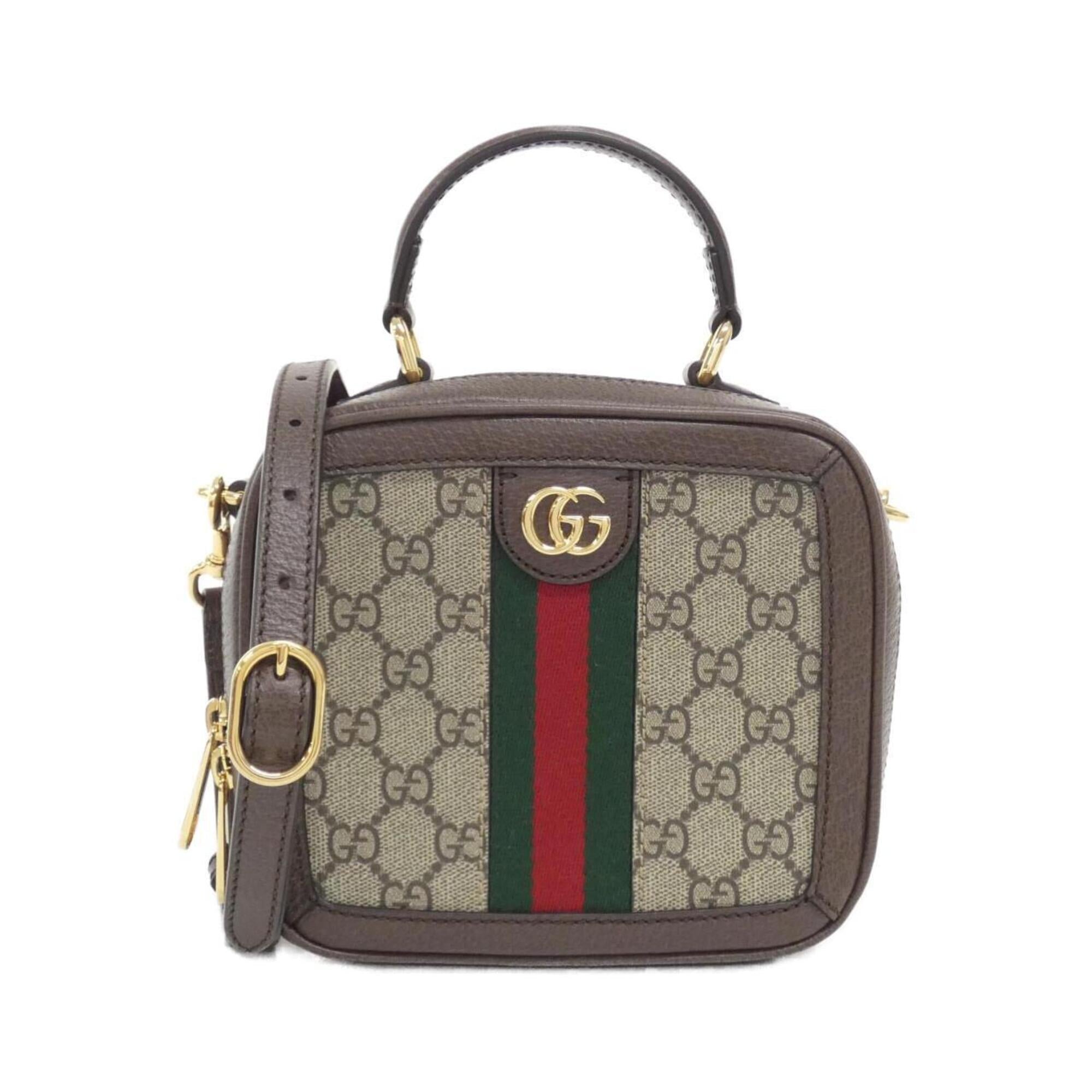 Gucci Ophidia Beige Brown Gg Supreme Leather Handbag (Pre-Owned)