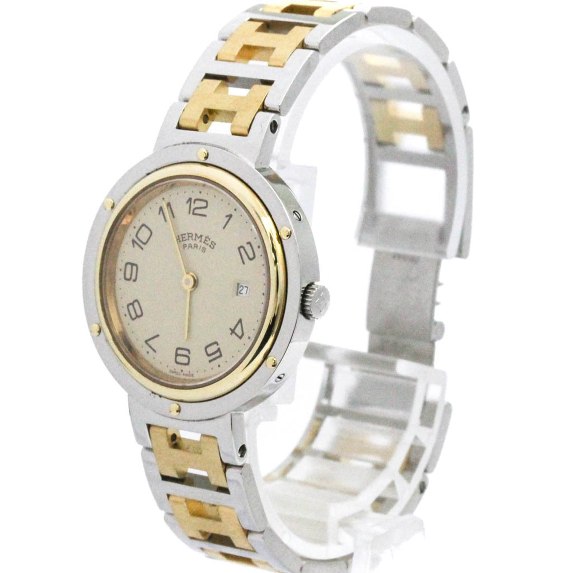 Hermes Clipper Quartz Watch Stainless Steel With Plated Metal Watch (Pre-Owned)