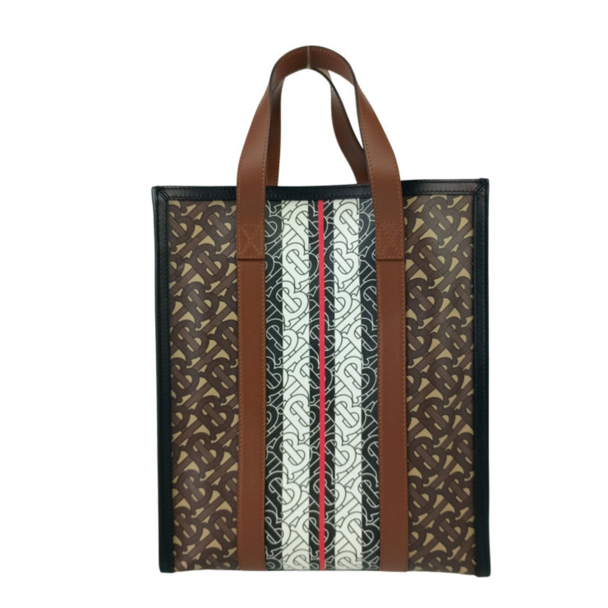 Burberry Brown Coated Canvas Leather Handbag Shoulder Bag Tote Bag (Pre-Owned)