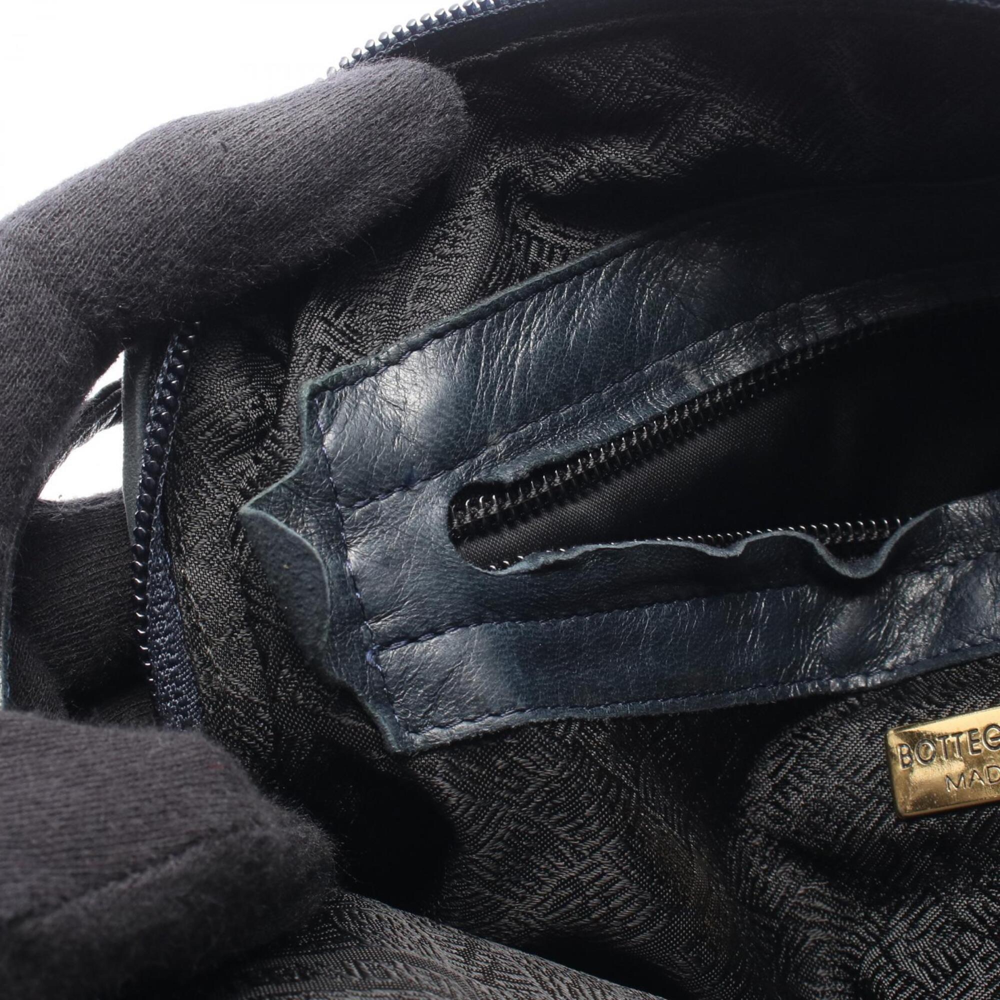 Bottega Veneta Navy Intrecciato Handbag Shoulder Bag (Pre-Owned)