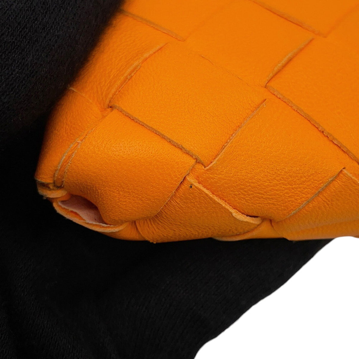 Bottega Veneta Intrecciato Orange Leather Clutch Bag Document Case Handbag (Pre-Owned)