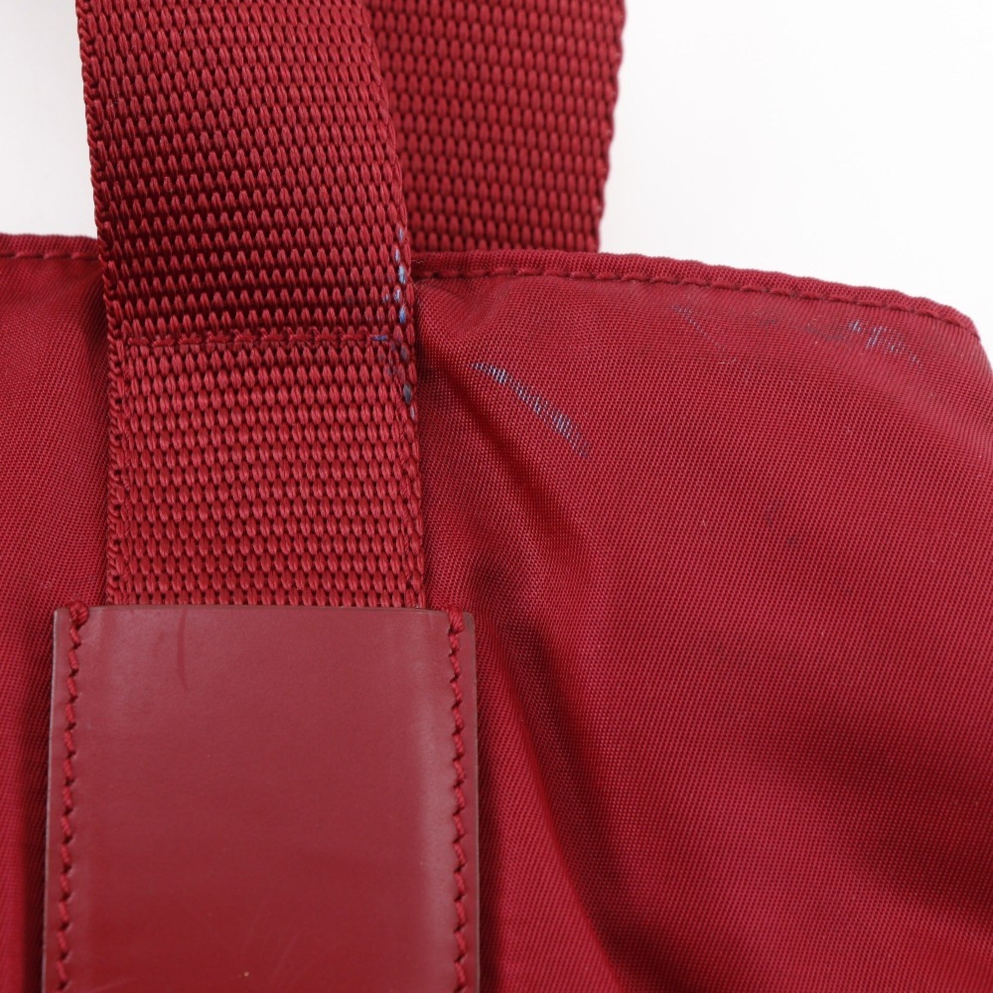 Prada Red Color Nylon Tote Bag (Pre-Owned)