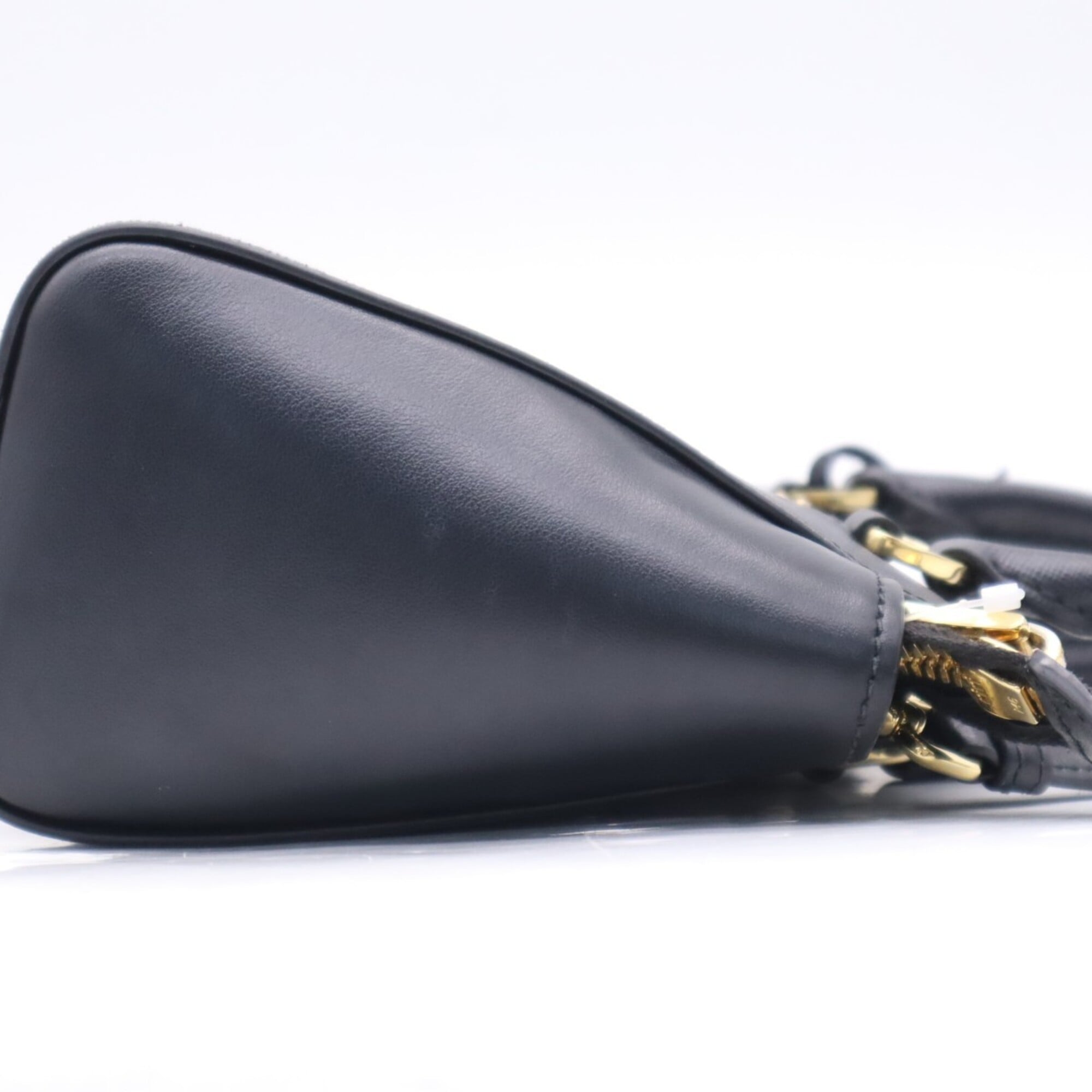 Prada Saffiano Black Coated Canvas Leather Handbag Shoulder Bag (Pre-Owned)