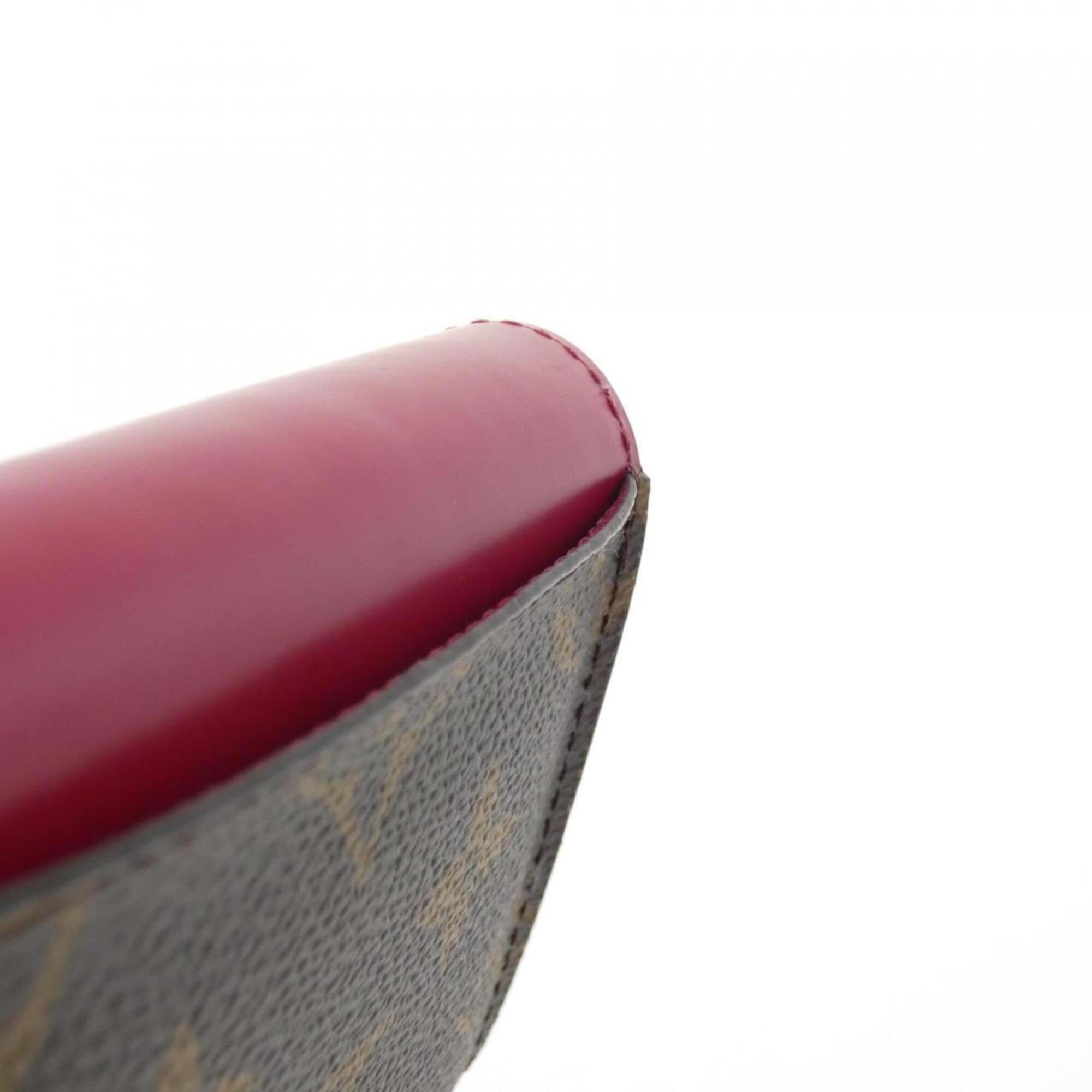 Louis Vuitton Fuchsia Marron Coated Canvas Leather Wallet (Tri-Fold) (Pre-Owned)
