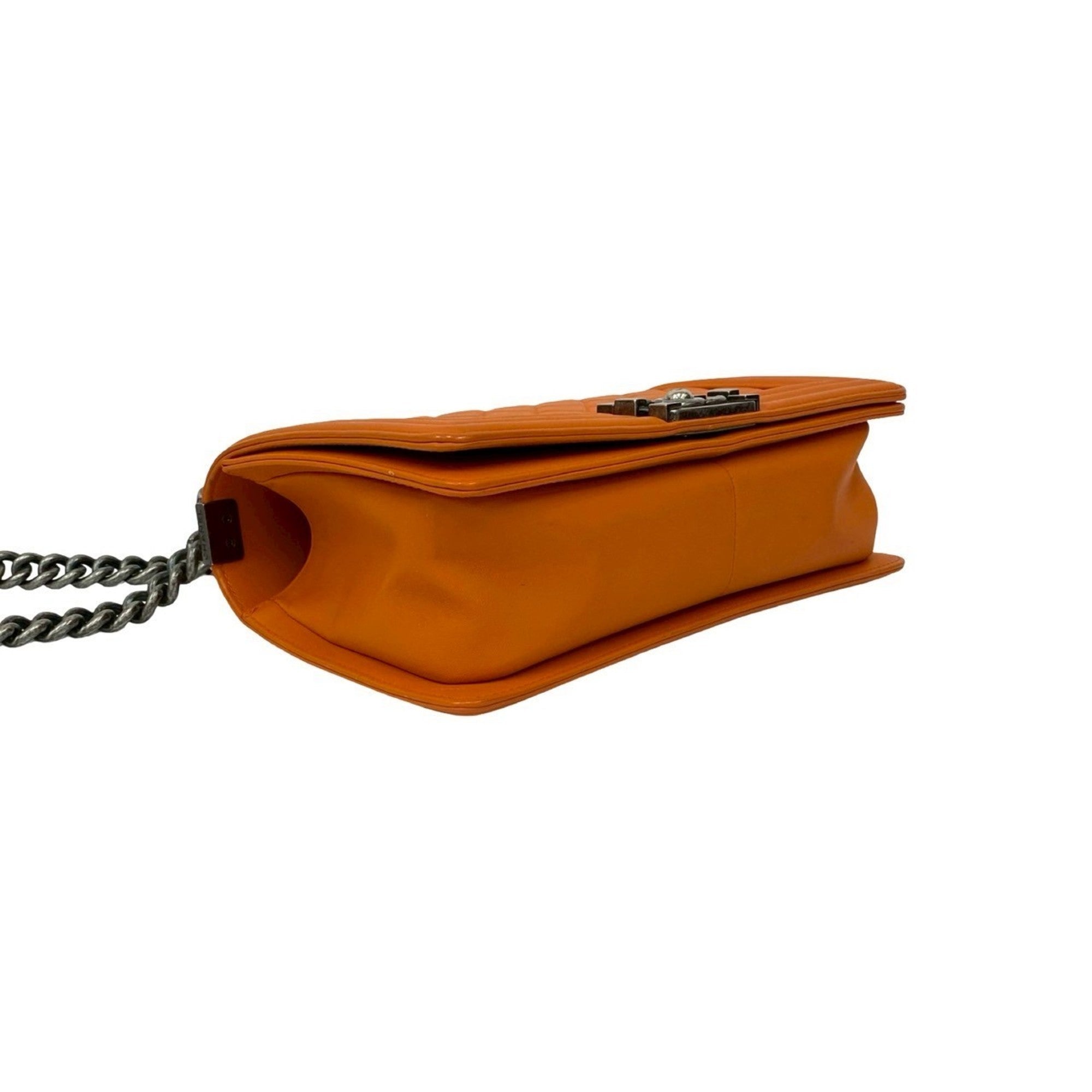 Chanel Orange Leather Pochette Shoulder Bag (Pre-Owned)